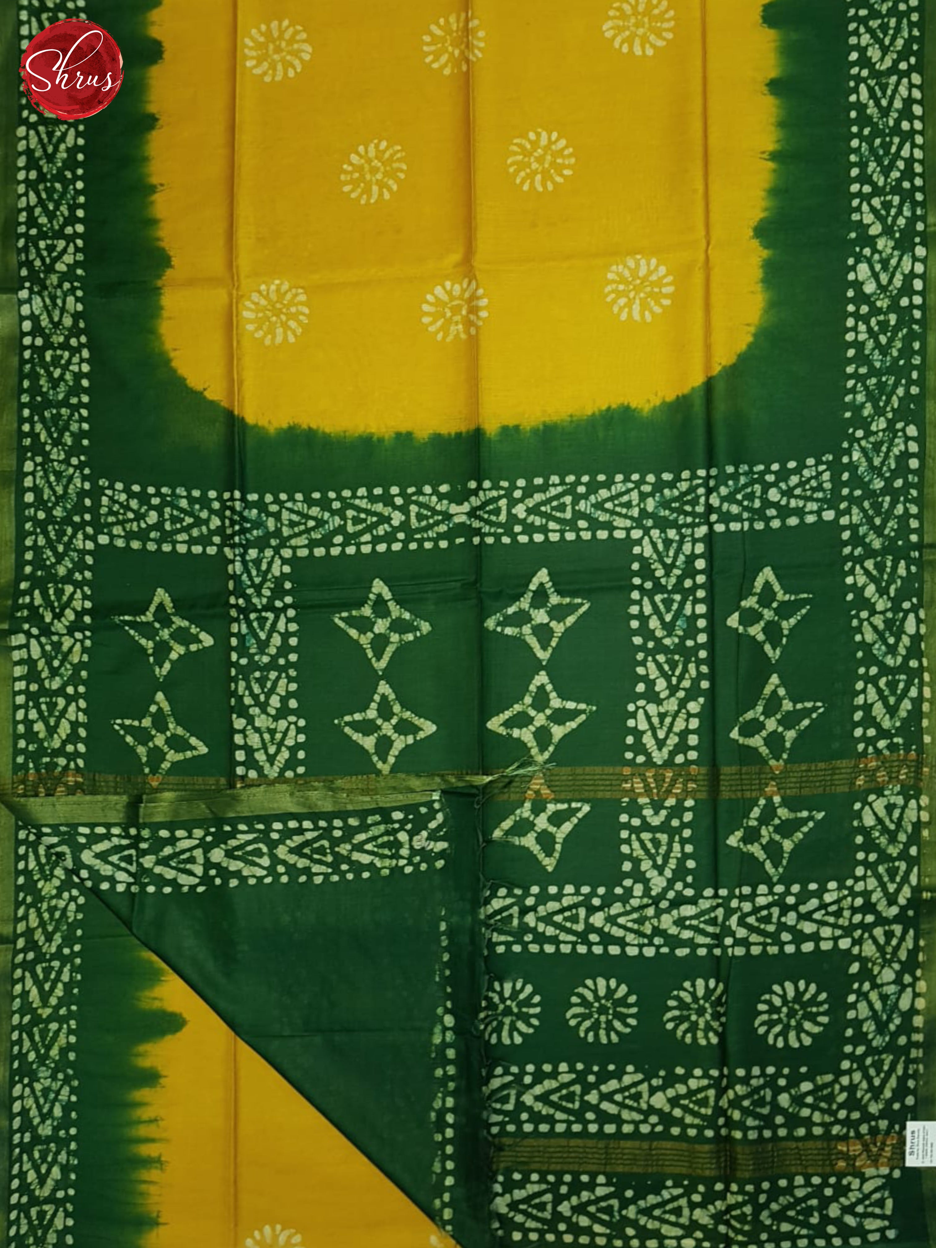 Yellow & Green - Bhatik Saree - Shop on ShrusEternity.com