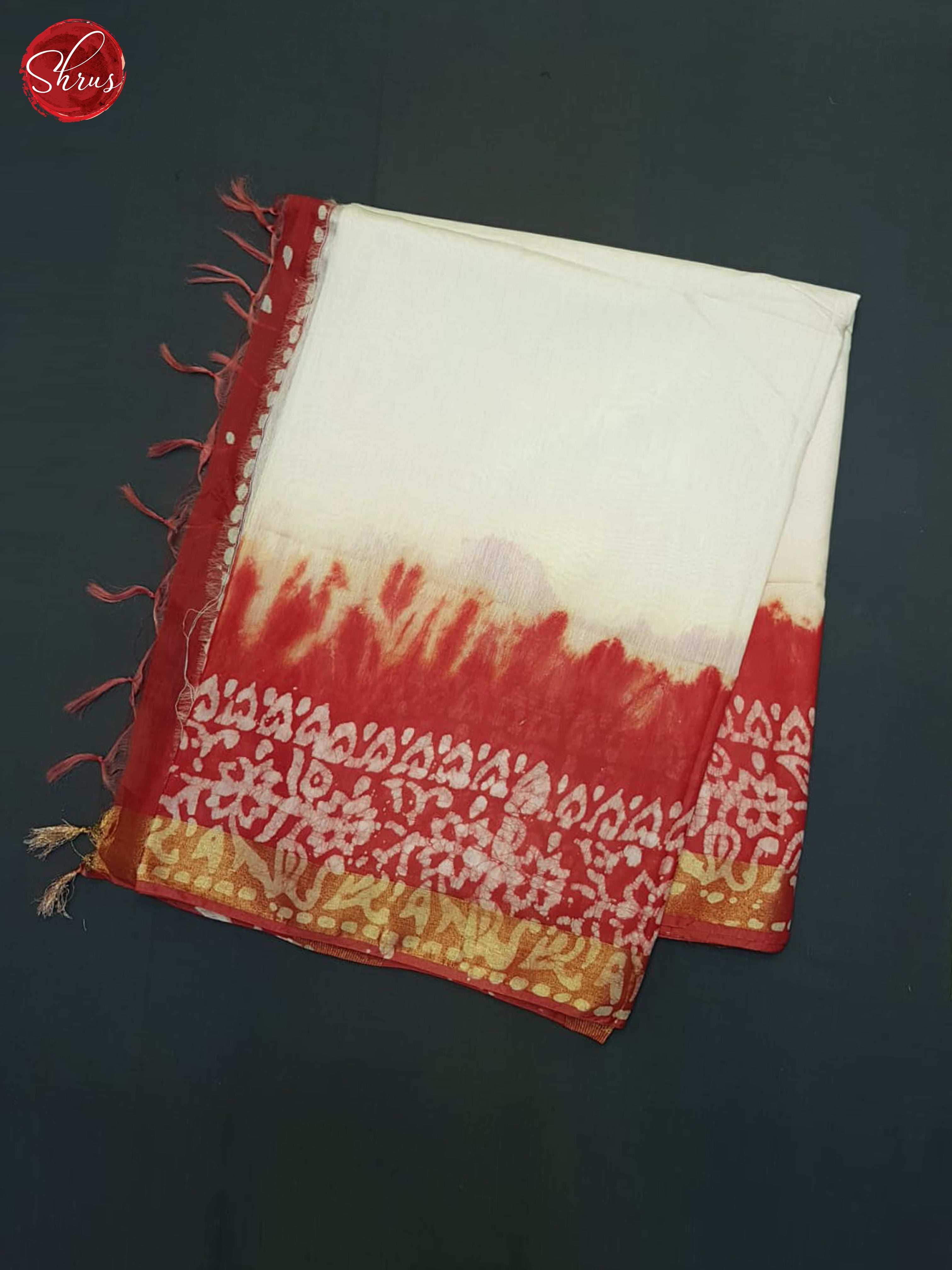 Cream & Red - Bhatik Saree - Shop on ShrusEternity.com