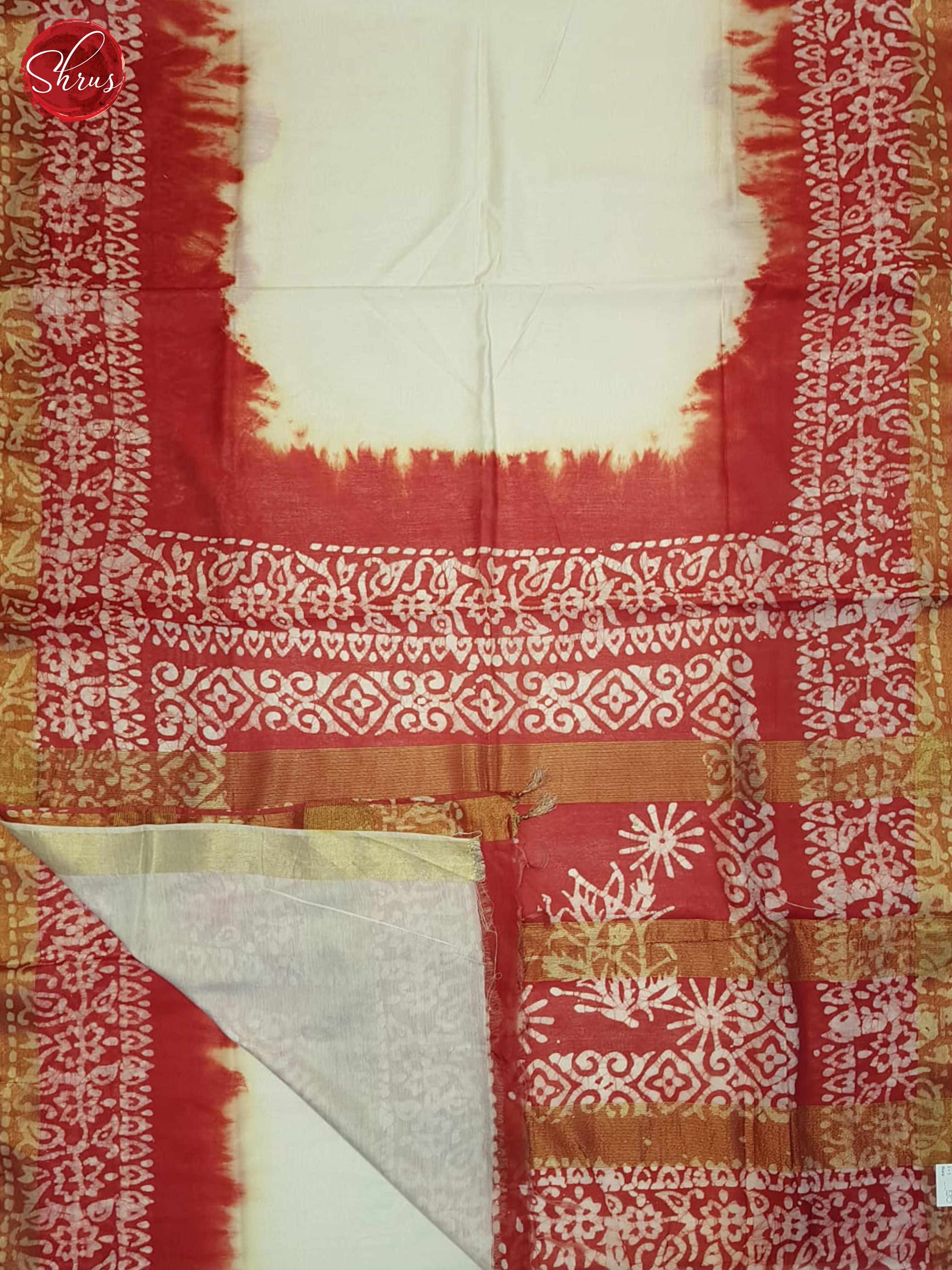 Cream & Red - Bhatik Saree - Shop on ShrusEternity.com