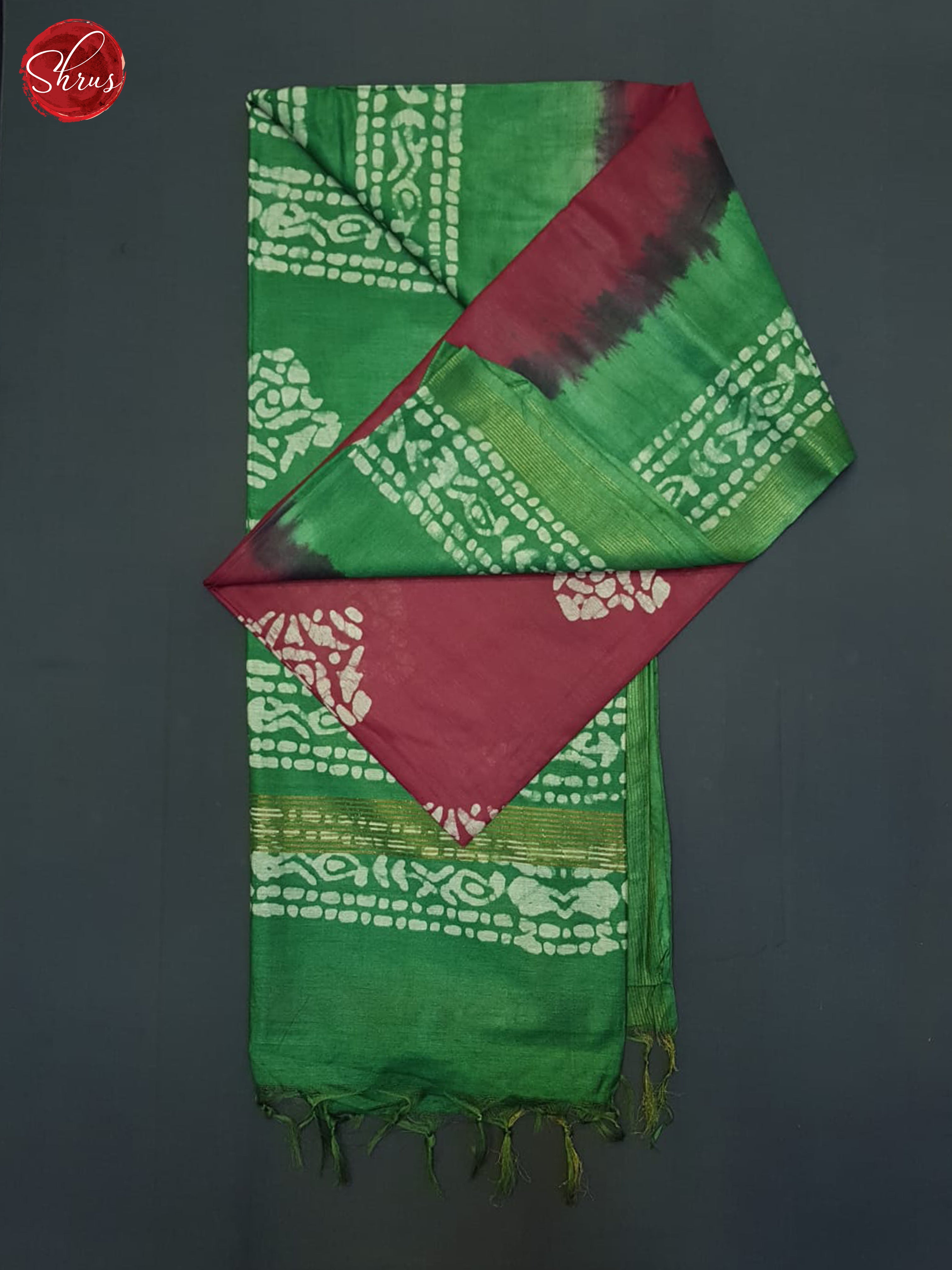 Wine & Green-Bhatik Saree - Shop on ShrusEternity.com