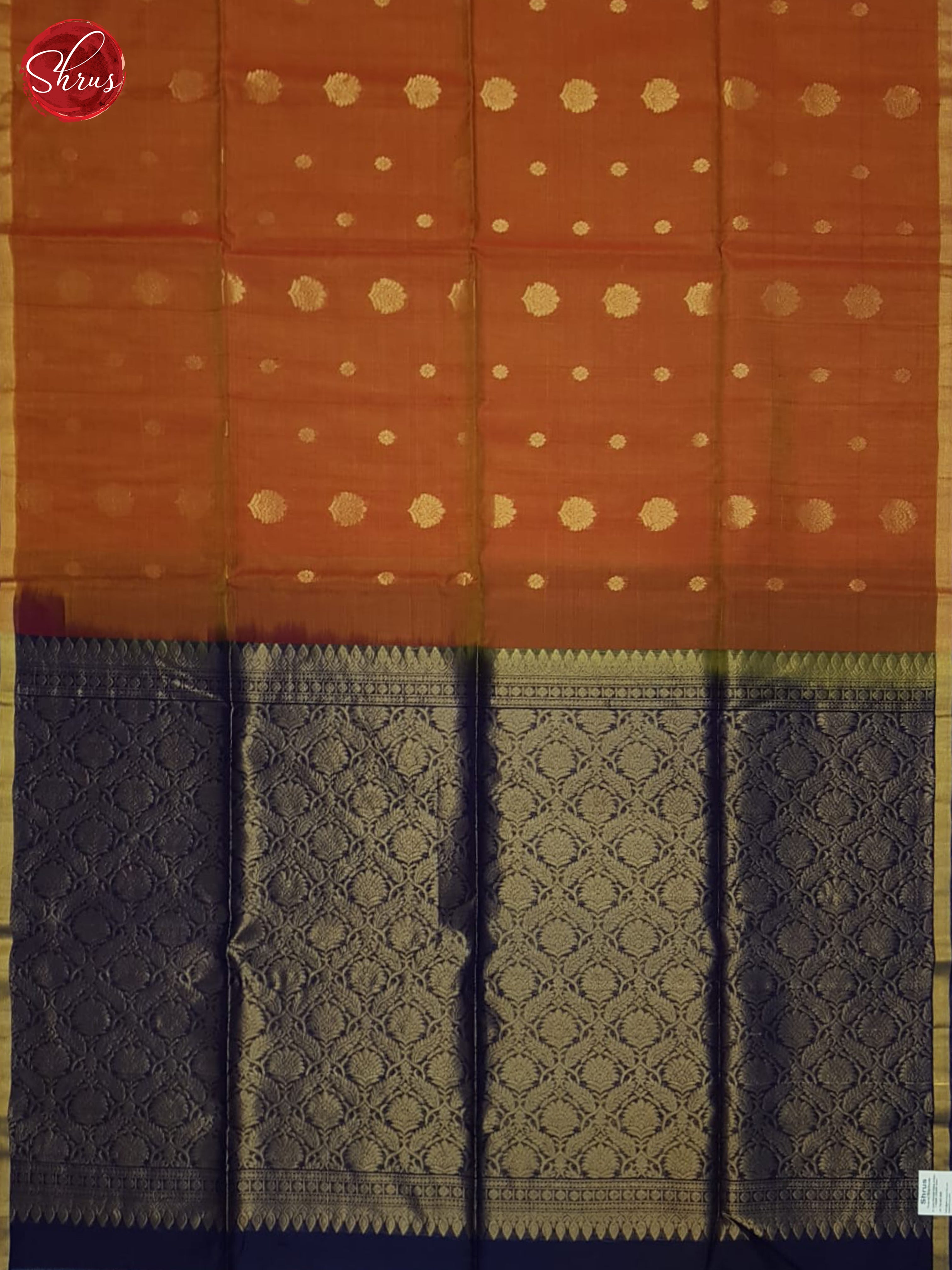 Orange & Blue - Silk Cotton Saree - Shop on ShrusEternity.com