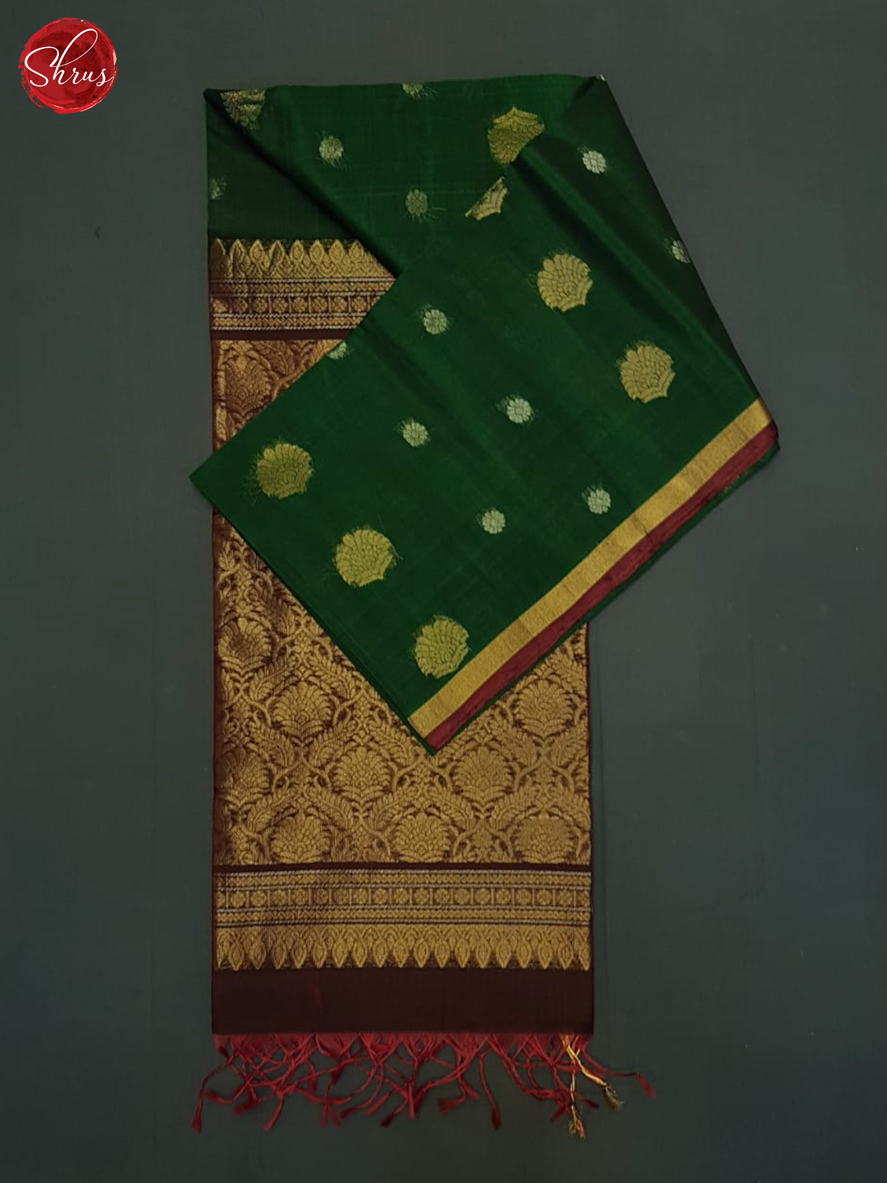Green & maroon - Silk Cotton Saree - Shop on ShrusEternity.com