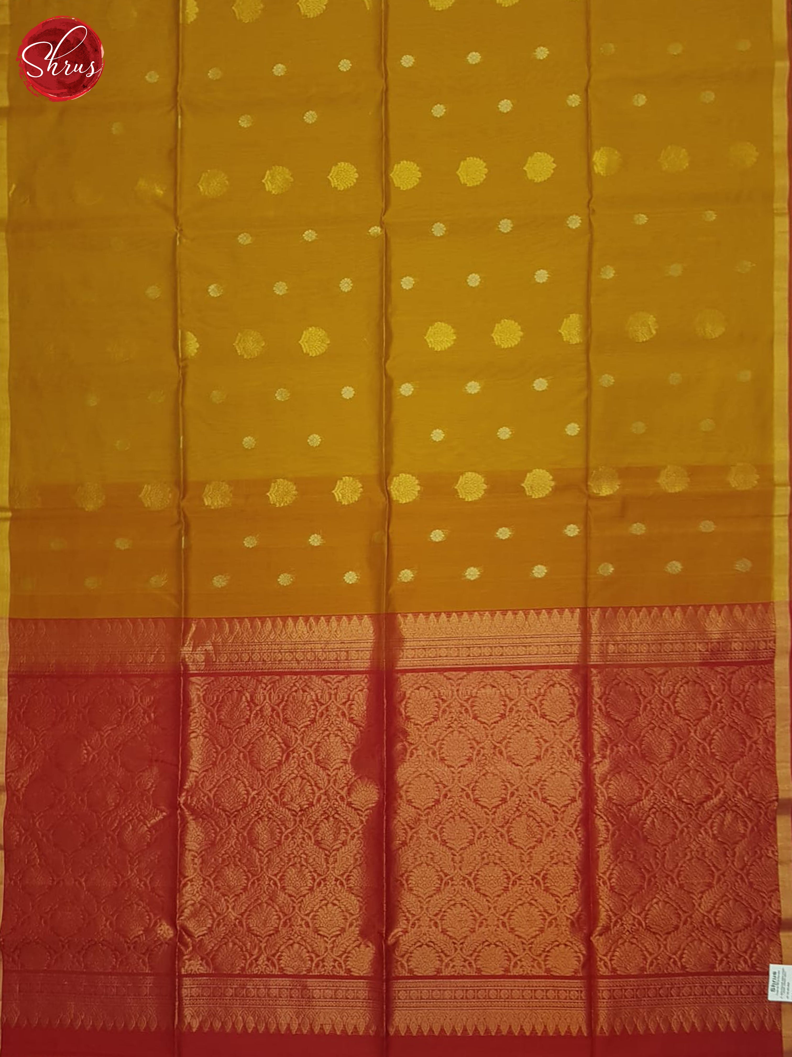 Mustard & Red - Silk Cotton Saree - Shop on ShrusEternity.com