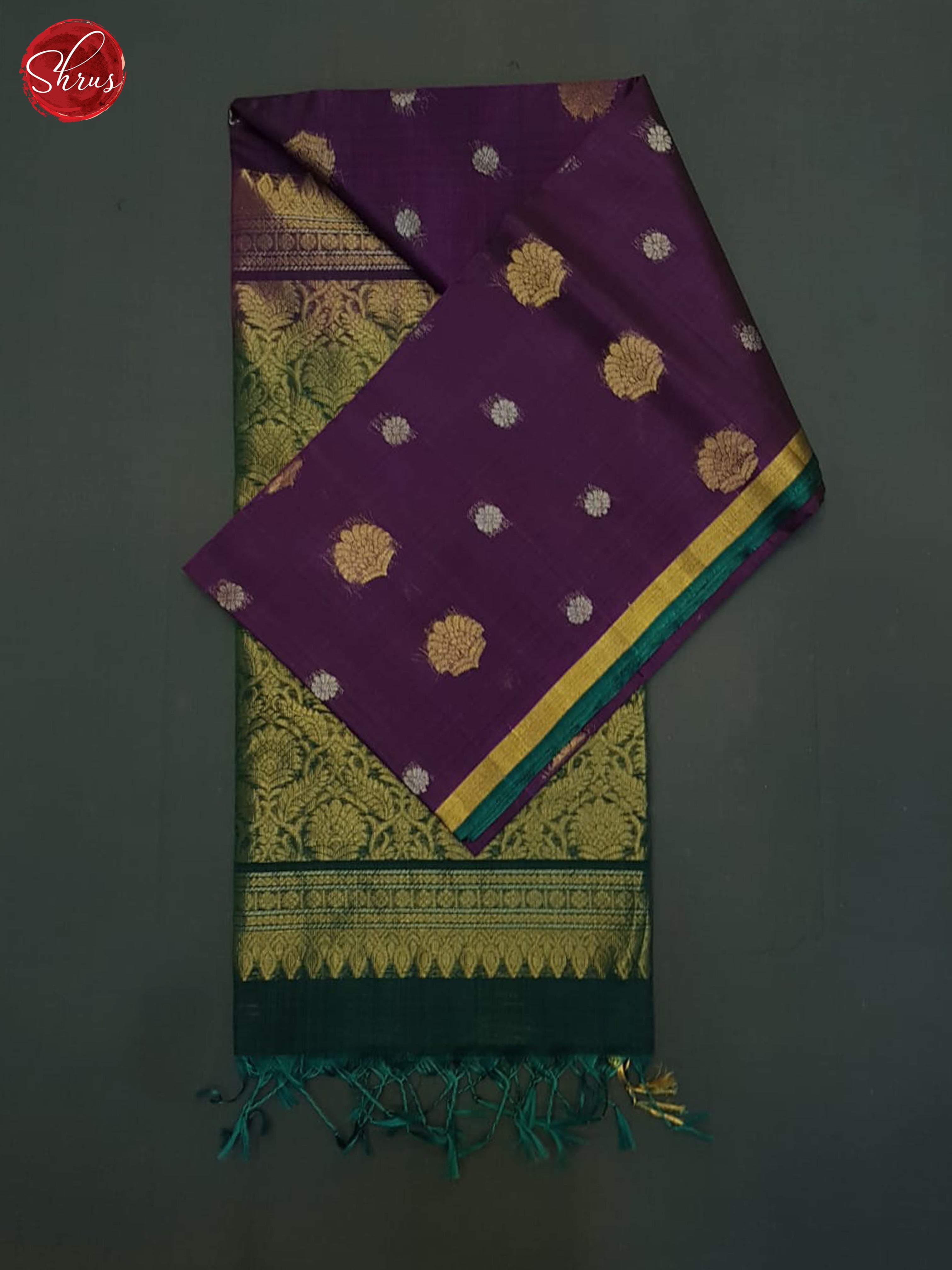 purple & Green- Silk Cotton Saree - Shop on ShrusEternity.com
