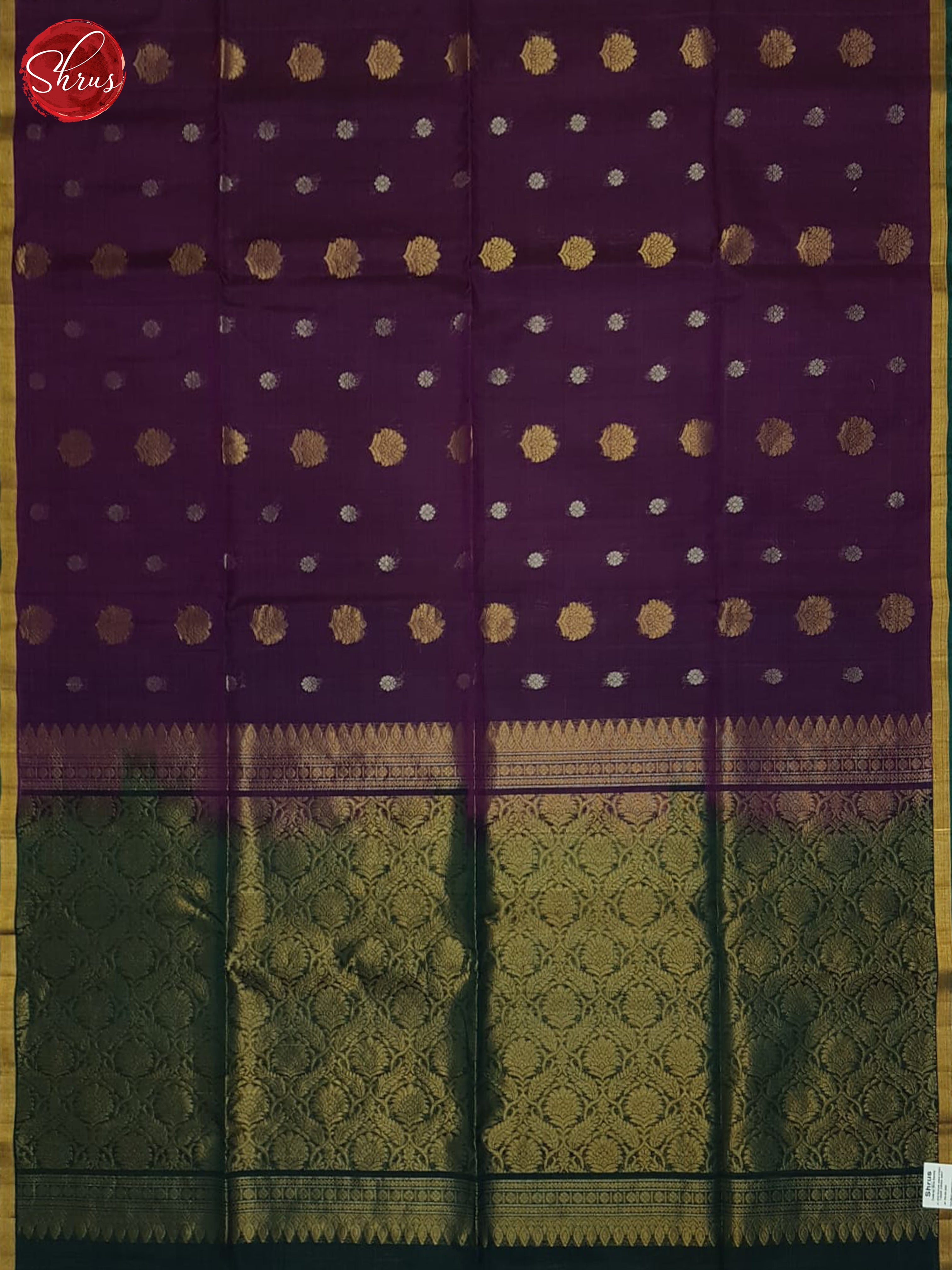 purple & Green- Silk Cotton Saree - Shop on ShrusEternity.com