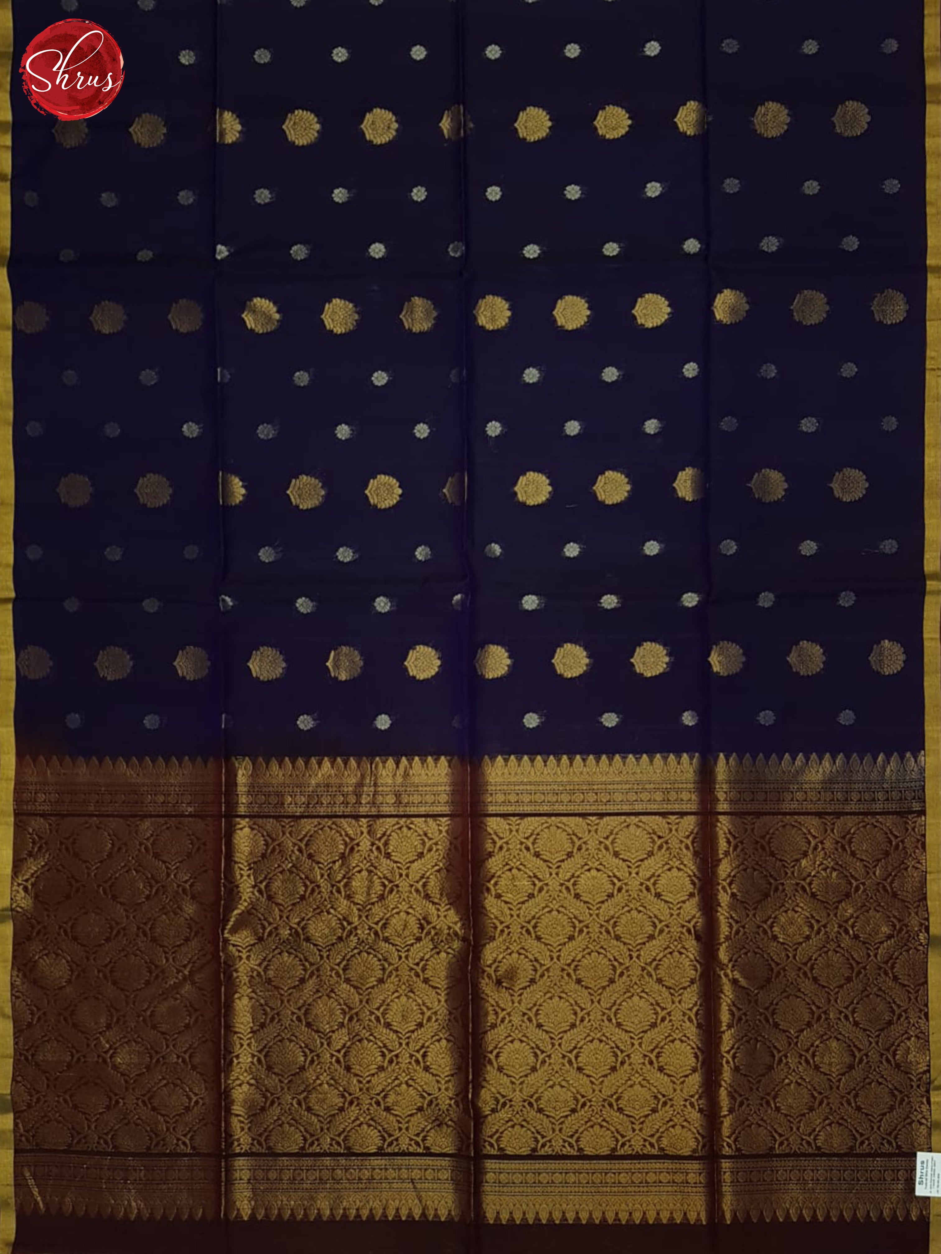 Blue & Maroon - Silk Cotton Saree - Shop on ShrusEternity.com