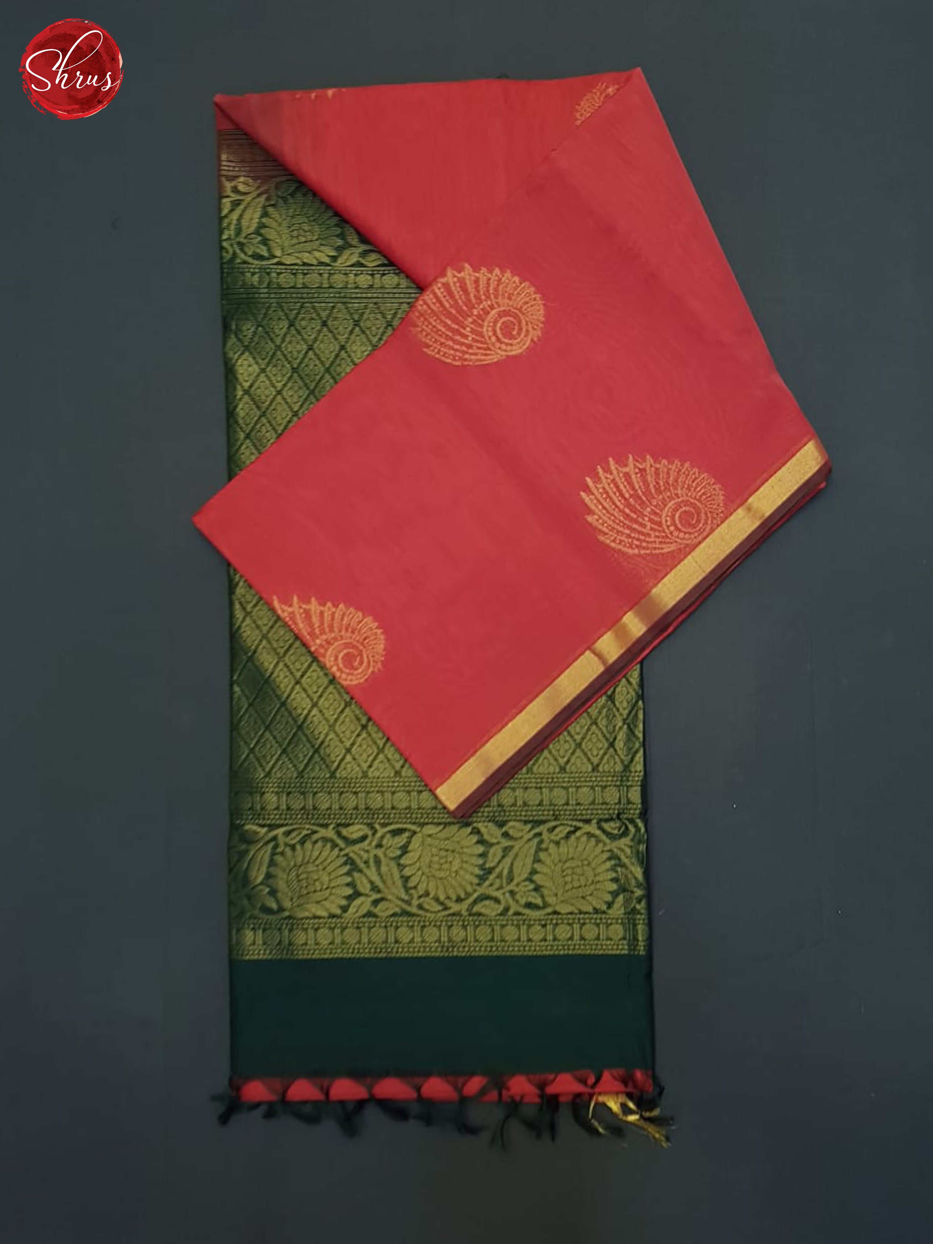 Red & Green - Silk Cotton Saree - Shop on ShrusEternity.com