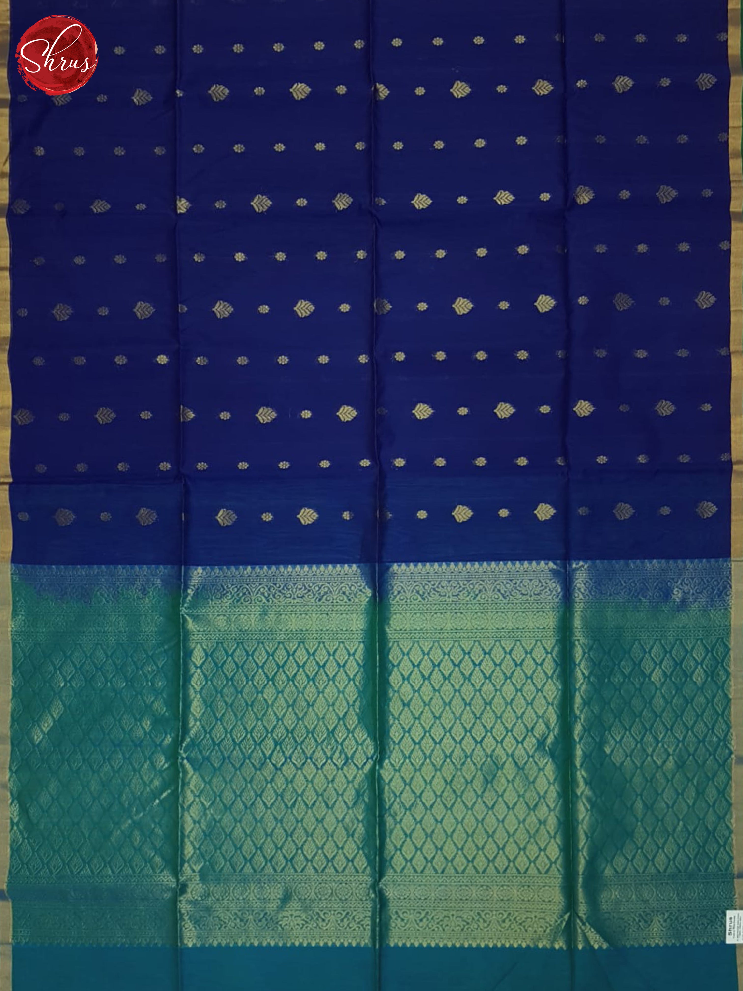 Blue& Teal - Silk Cotton Saree - Shop on ShrusEternity.com