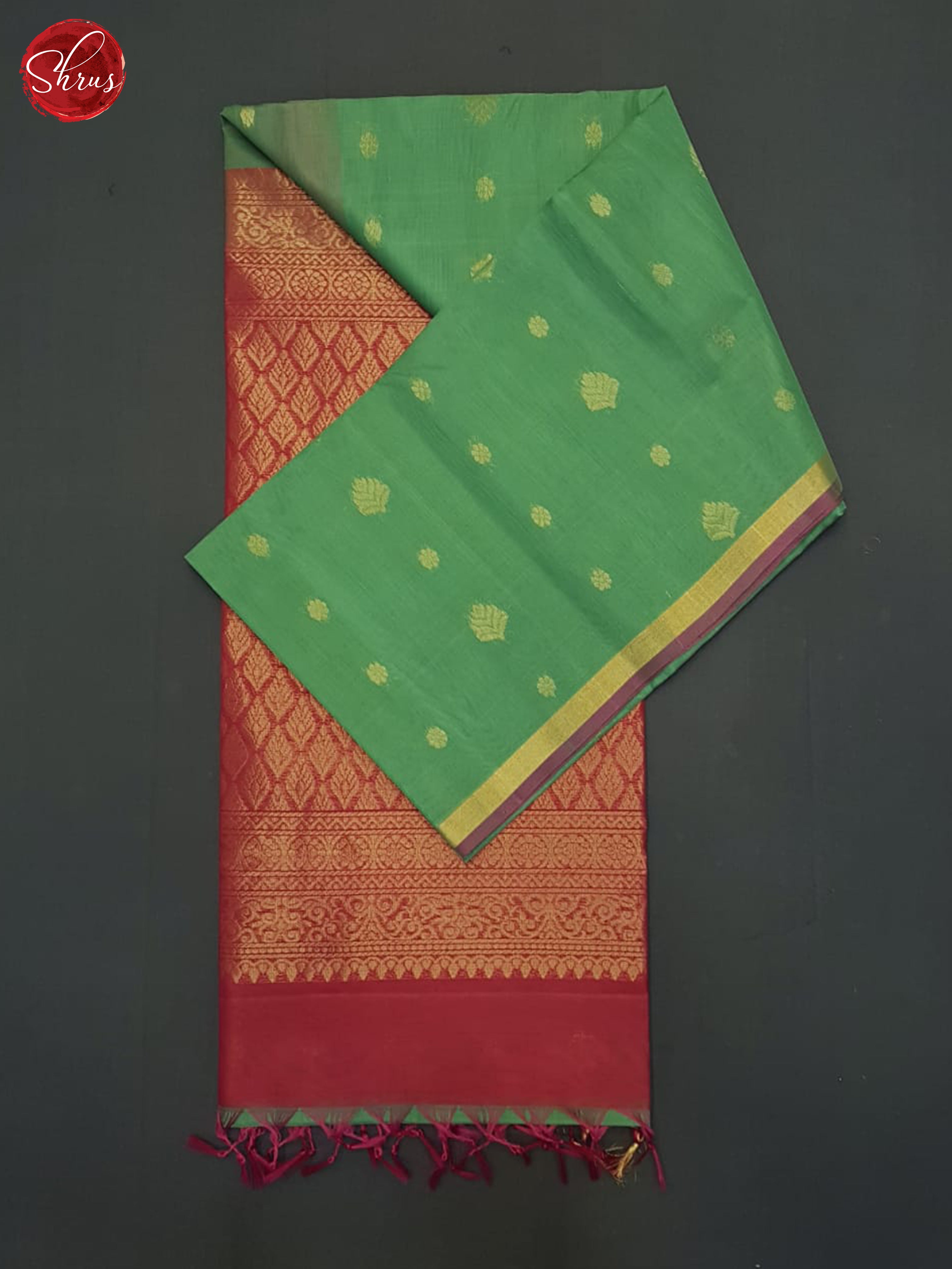 Green & PInk - Silk Cotton Saree - Shop on ShrusEternity.com