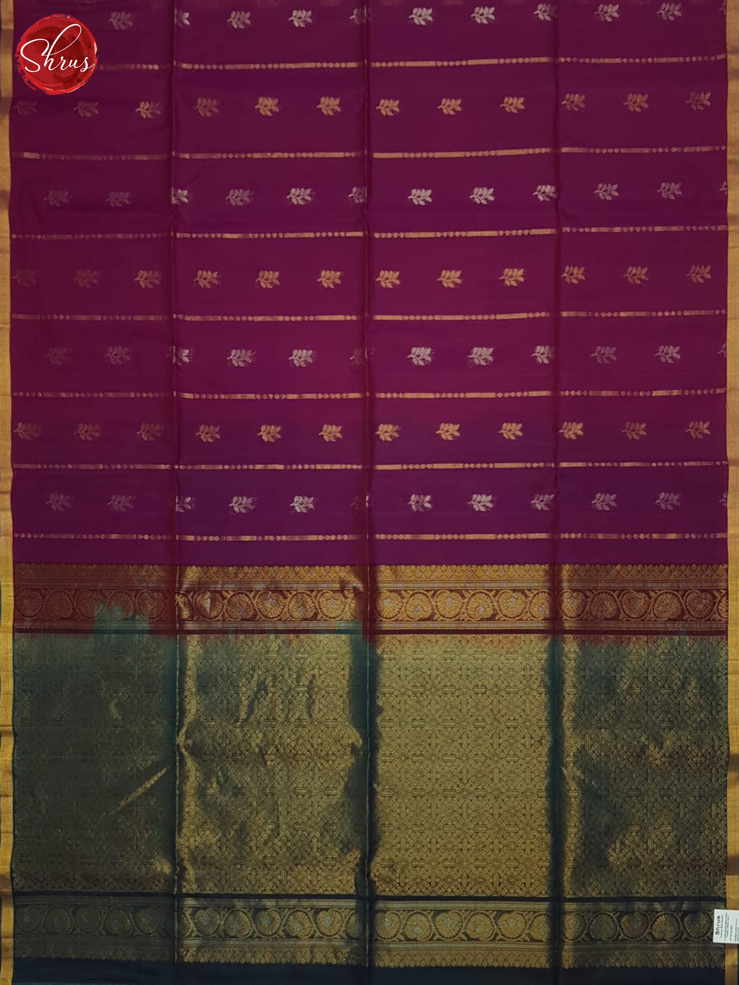 Purple & Blue - Silk Cotton Saree - Shop on ShrusEternity.com