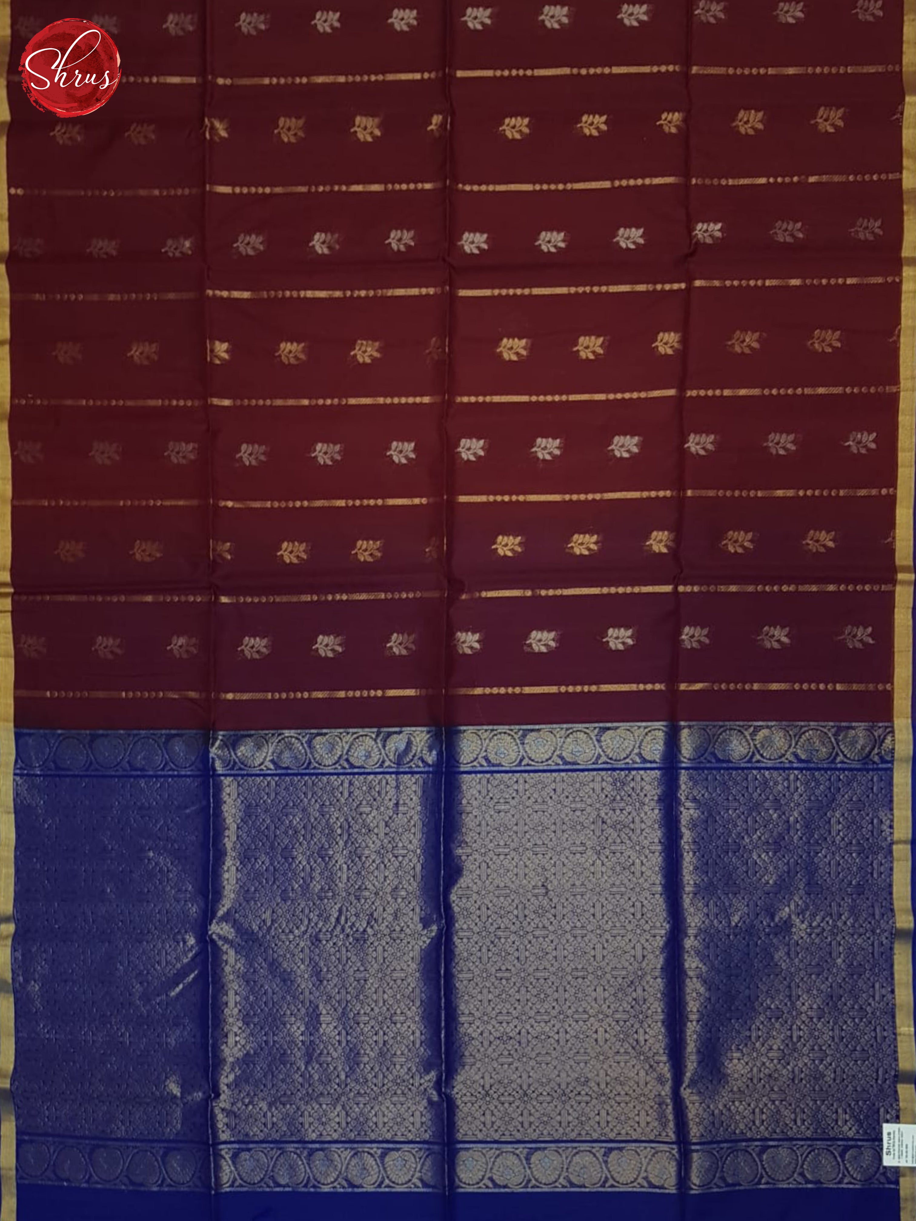 Maroon & Blue - Silk Cotton Saree - Shop on ShrusEternity.com