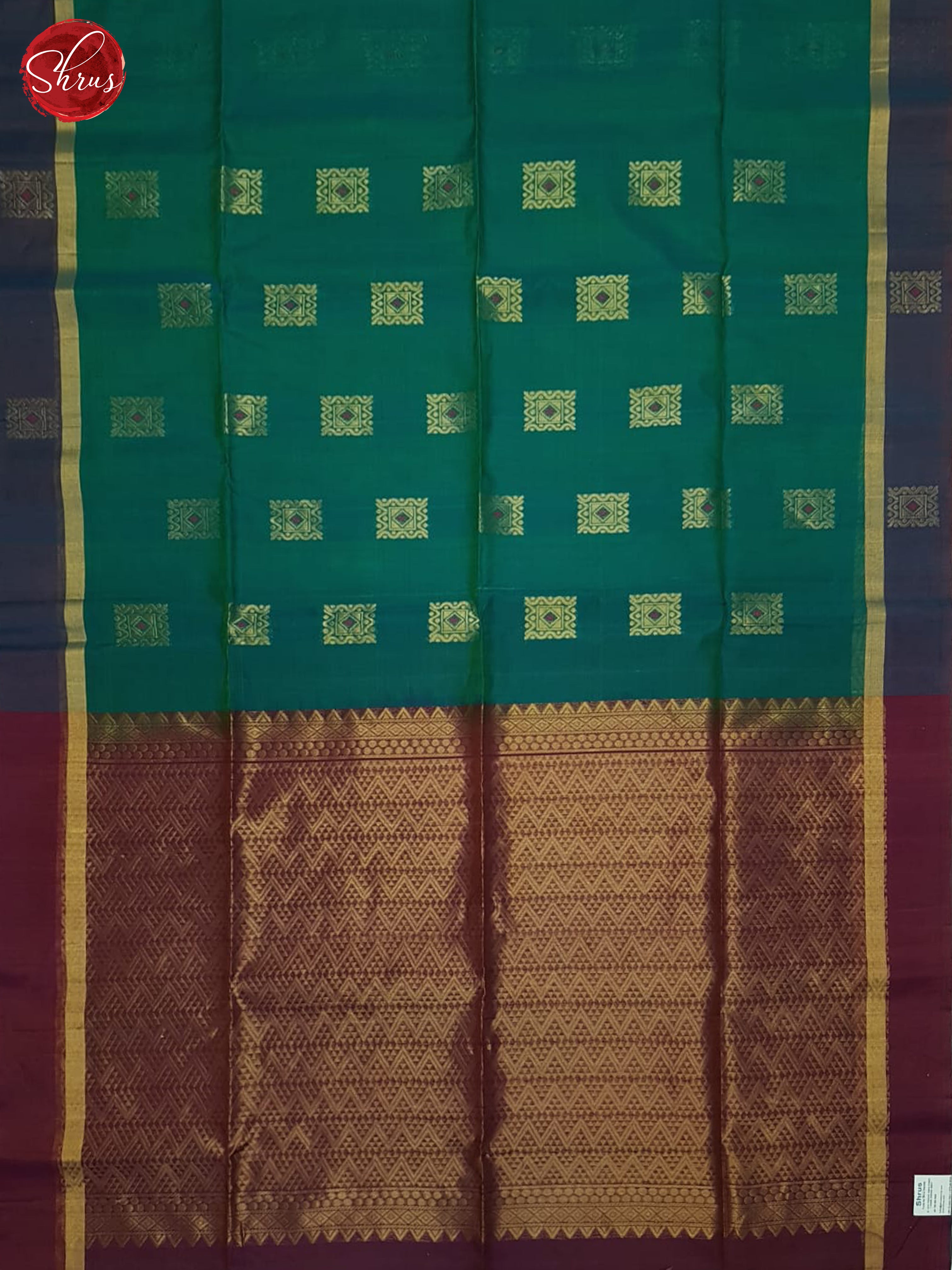 Green & Maroon - Silk Cotton Saree - Shop on ShrusEternity.com