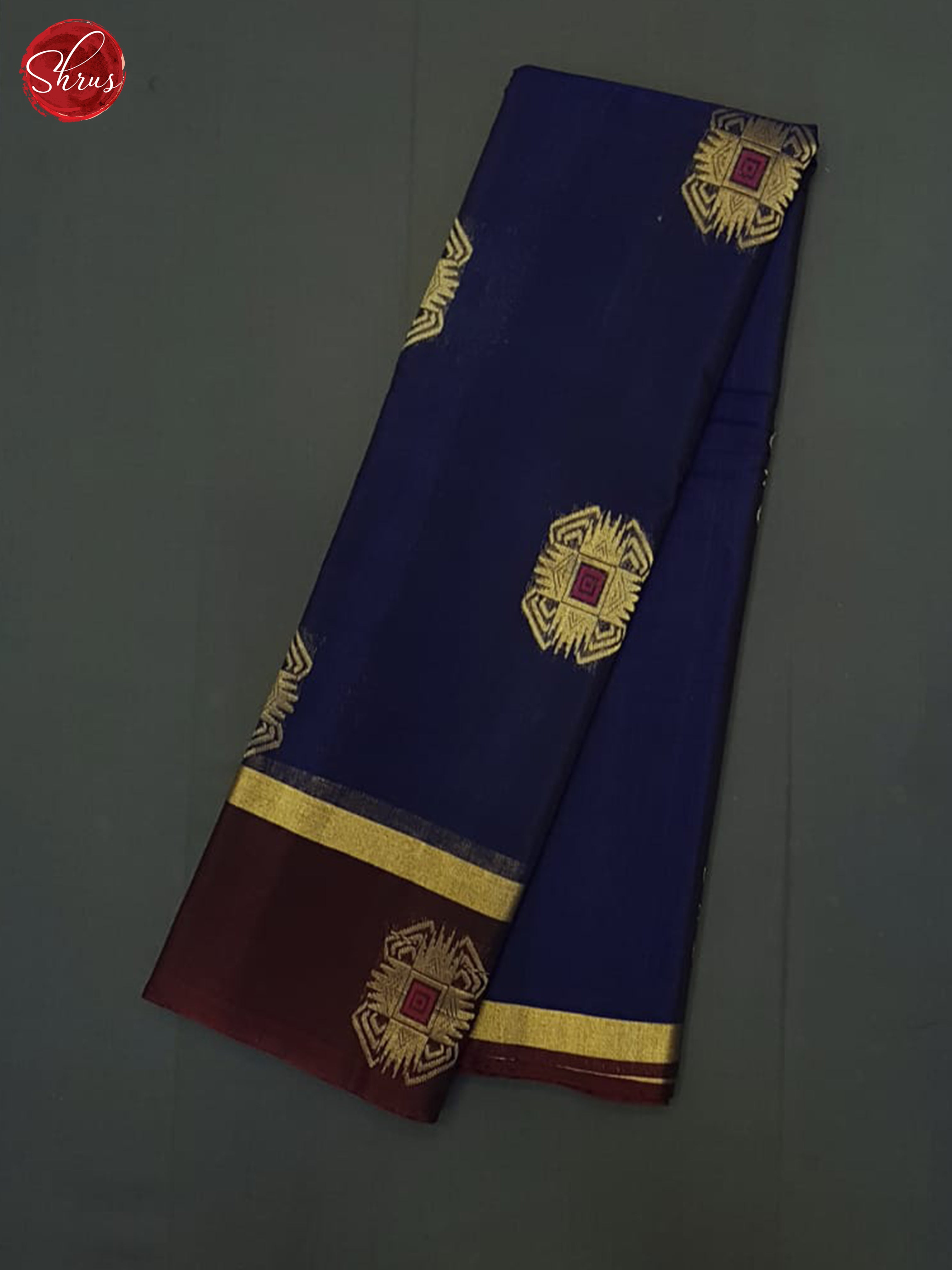 Blue & Maroon - Silk Cotton Saree - Shop on ShrusEternity.com