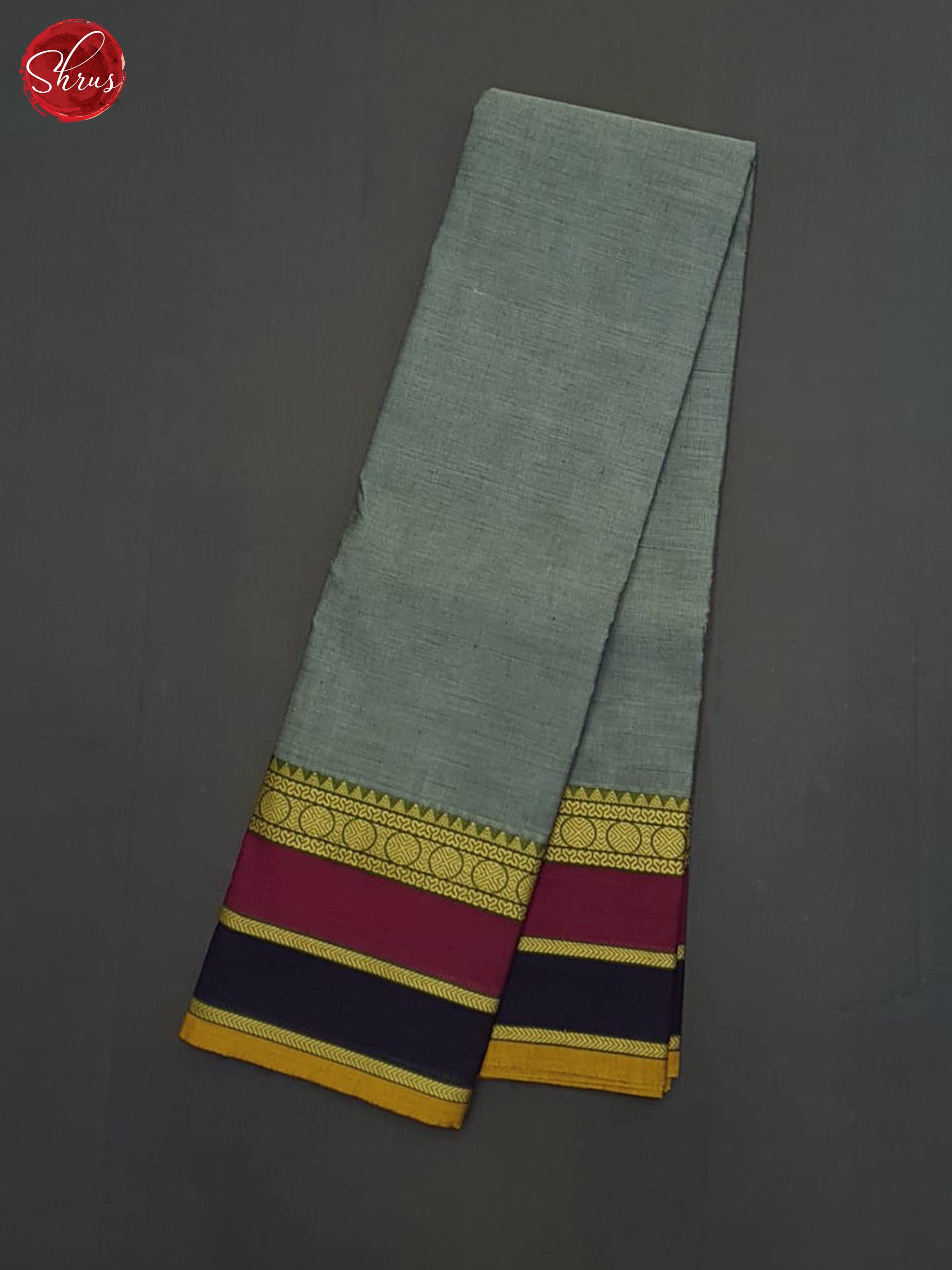 Grey & Blue -Chettinad Cotton Saree - Shop on ShrusEternity.com