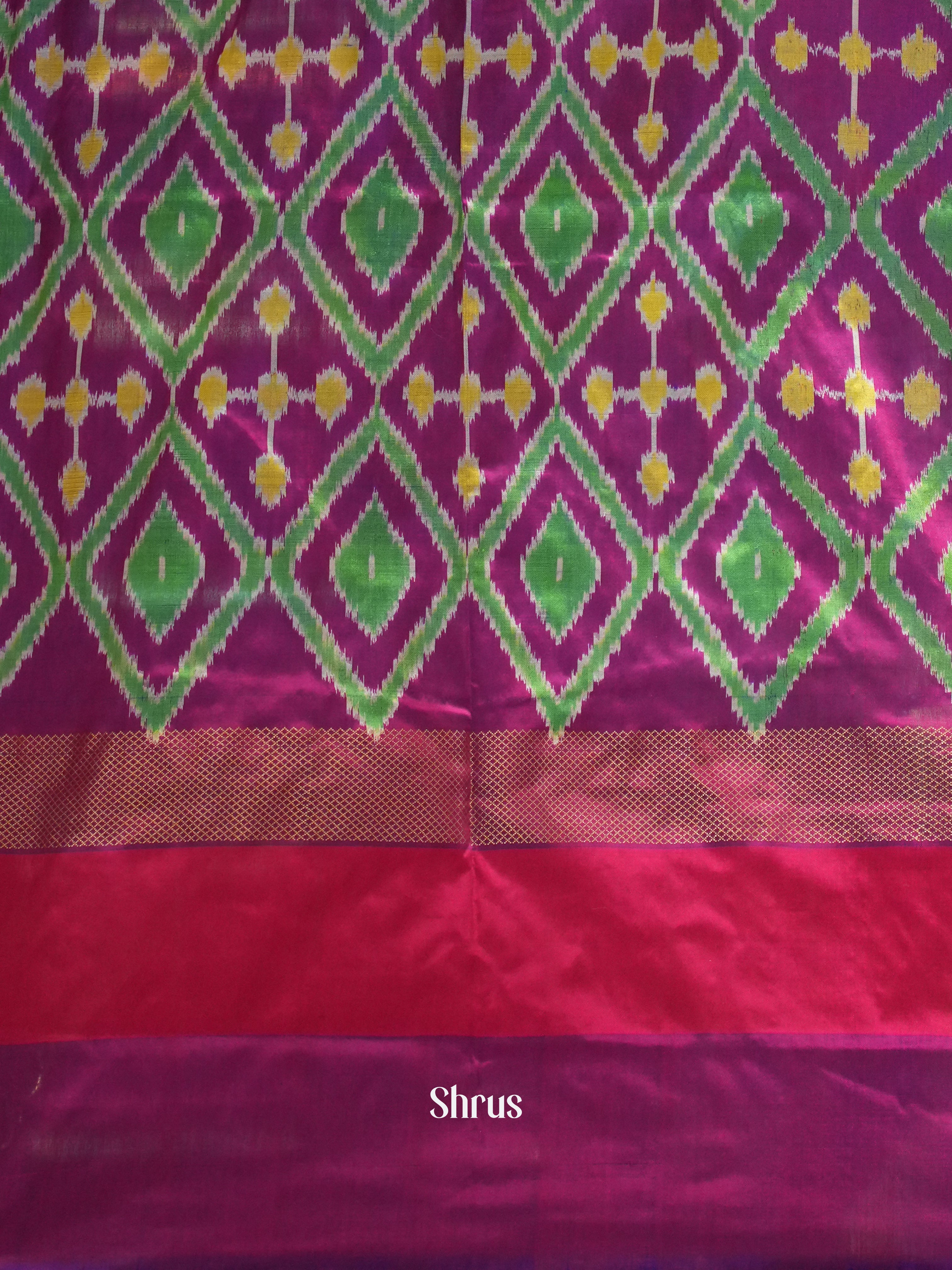 Cream Ganga Jamuna - Ikkat Silk Saree - Shop on ShrusEternity.com