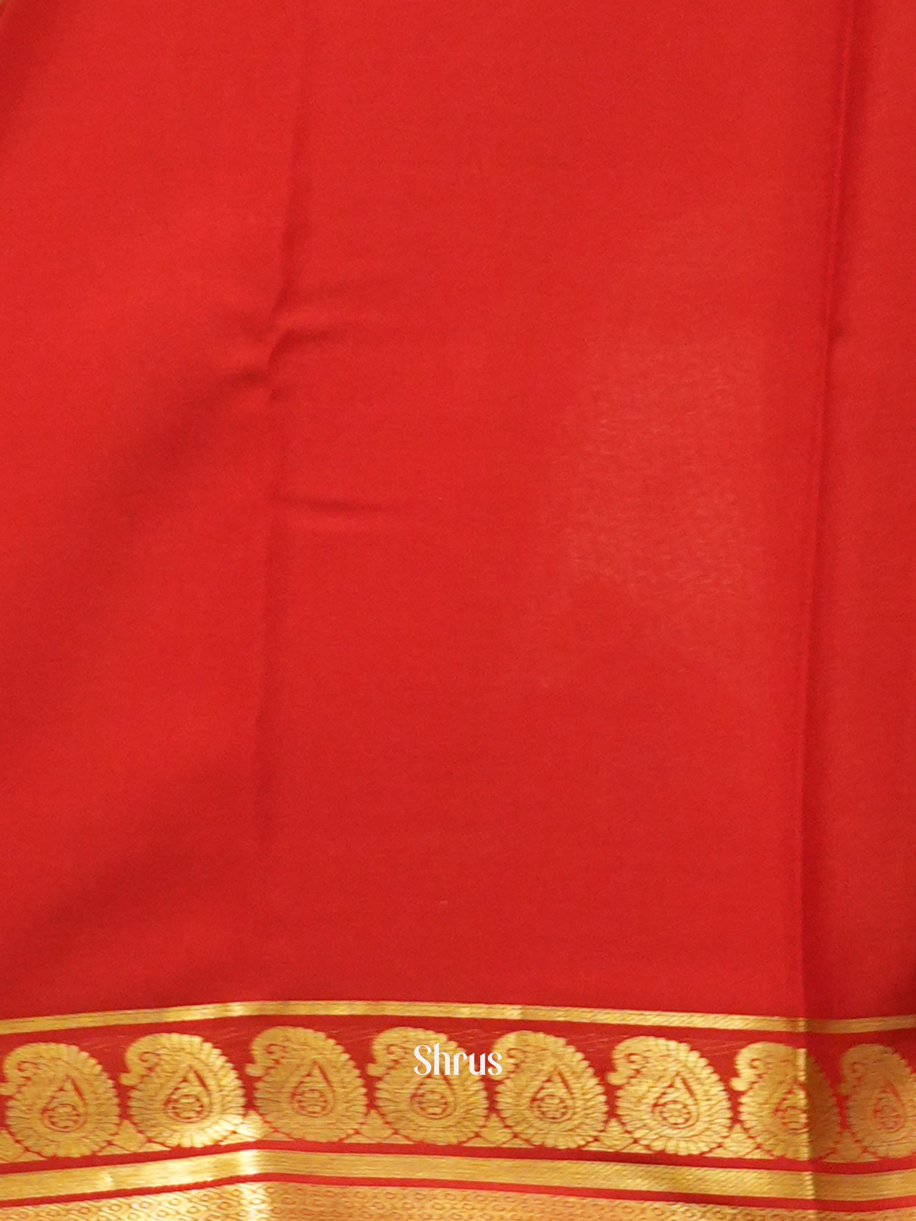 Cream and Red - Mysore Silk Saree - Shop on ShrusEternity.com