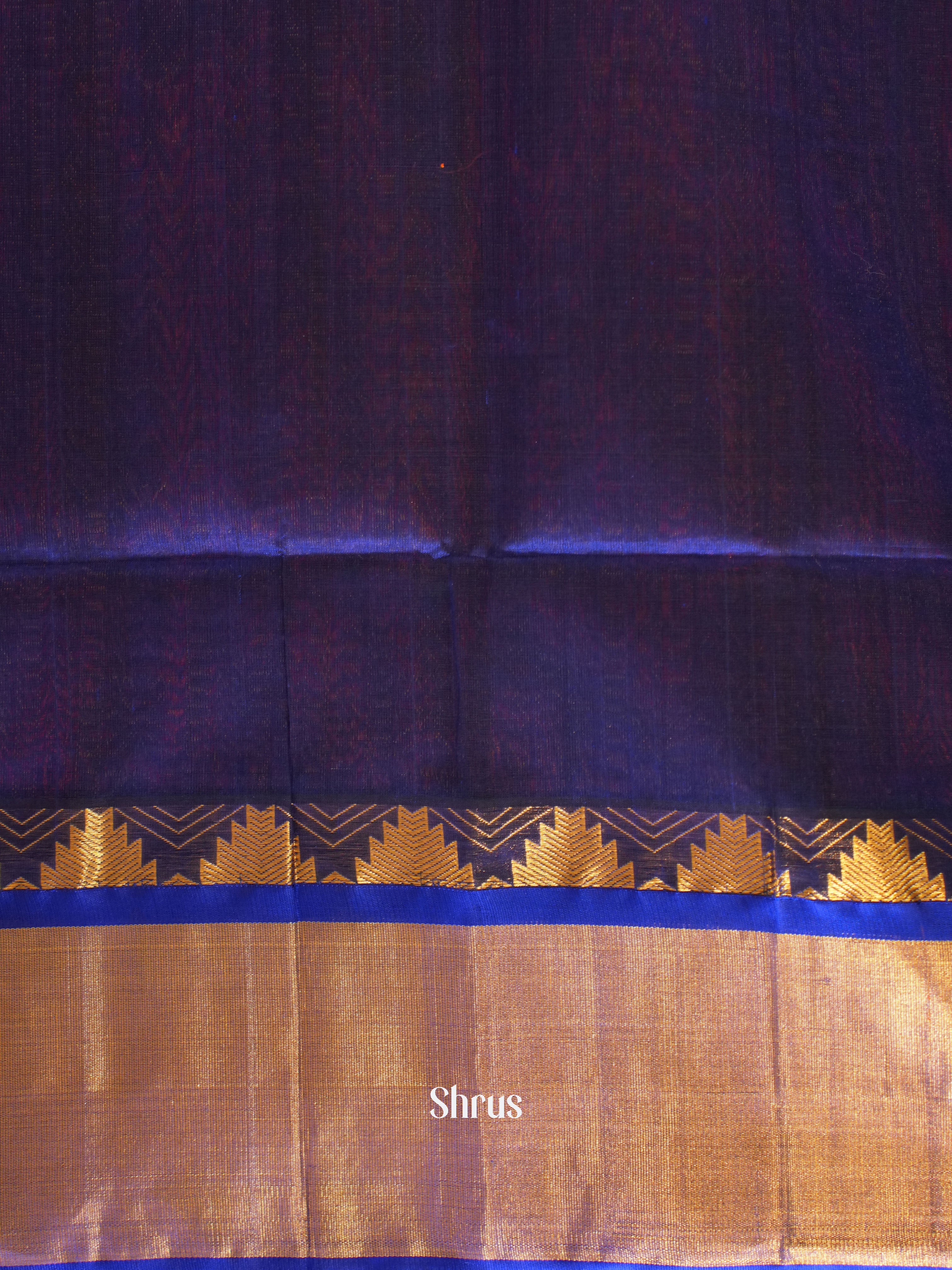 Pink & Blue- Silk Cotton Saree - Shop on ShrusEternity.com