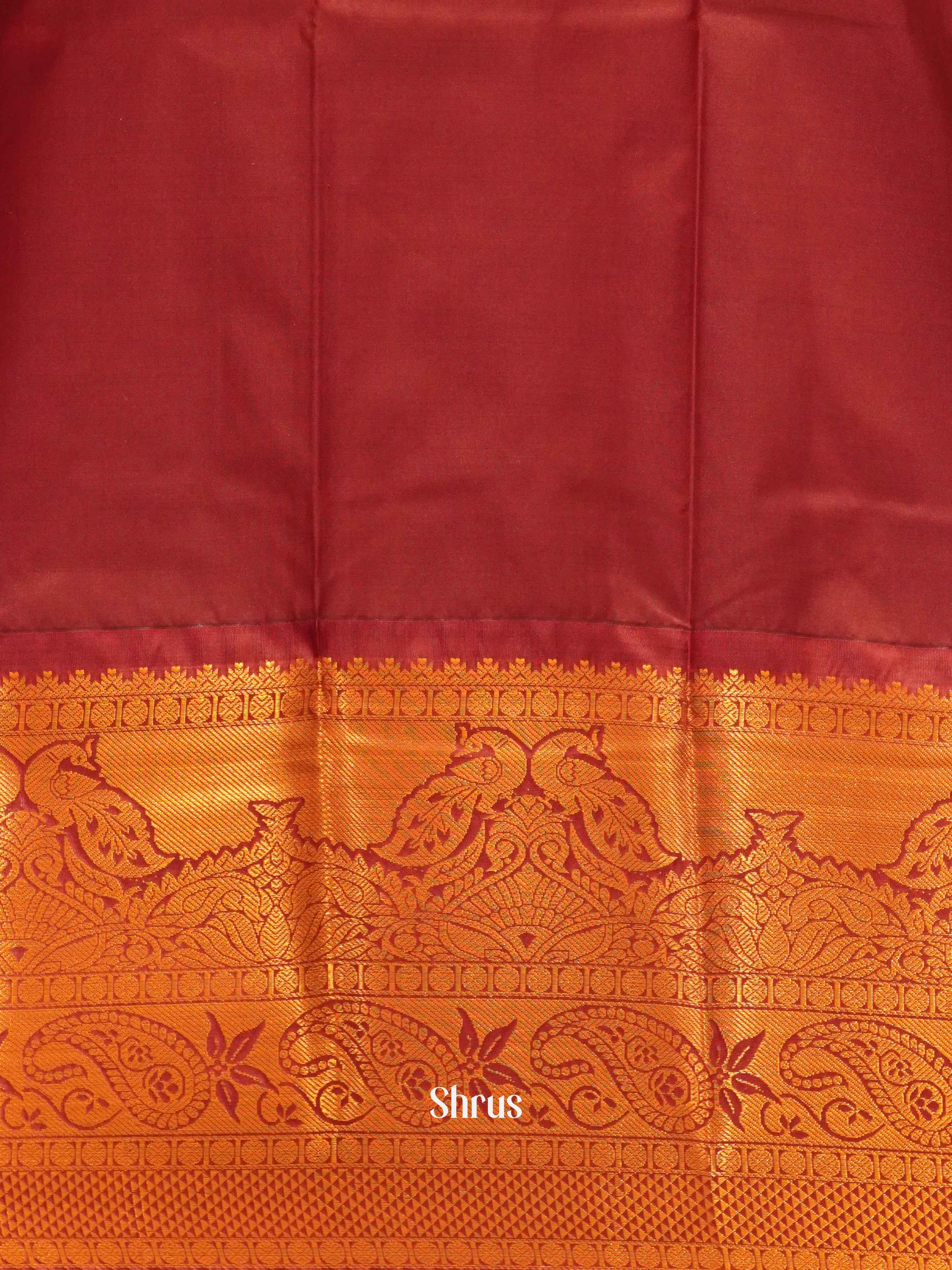 Beige & Maroon - Semi Kanchipuram Saree - Shop on ShrusEternity.com