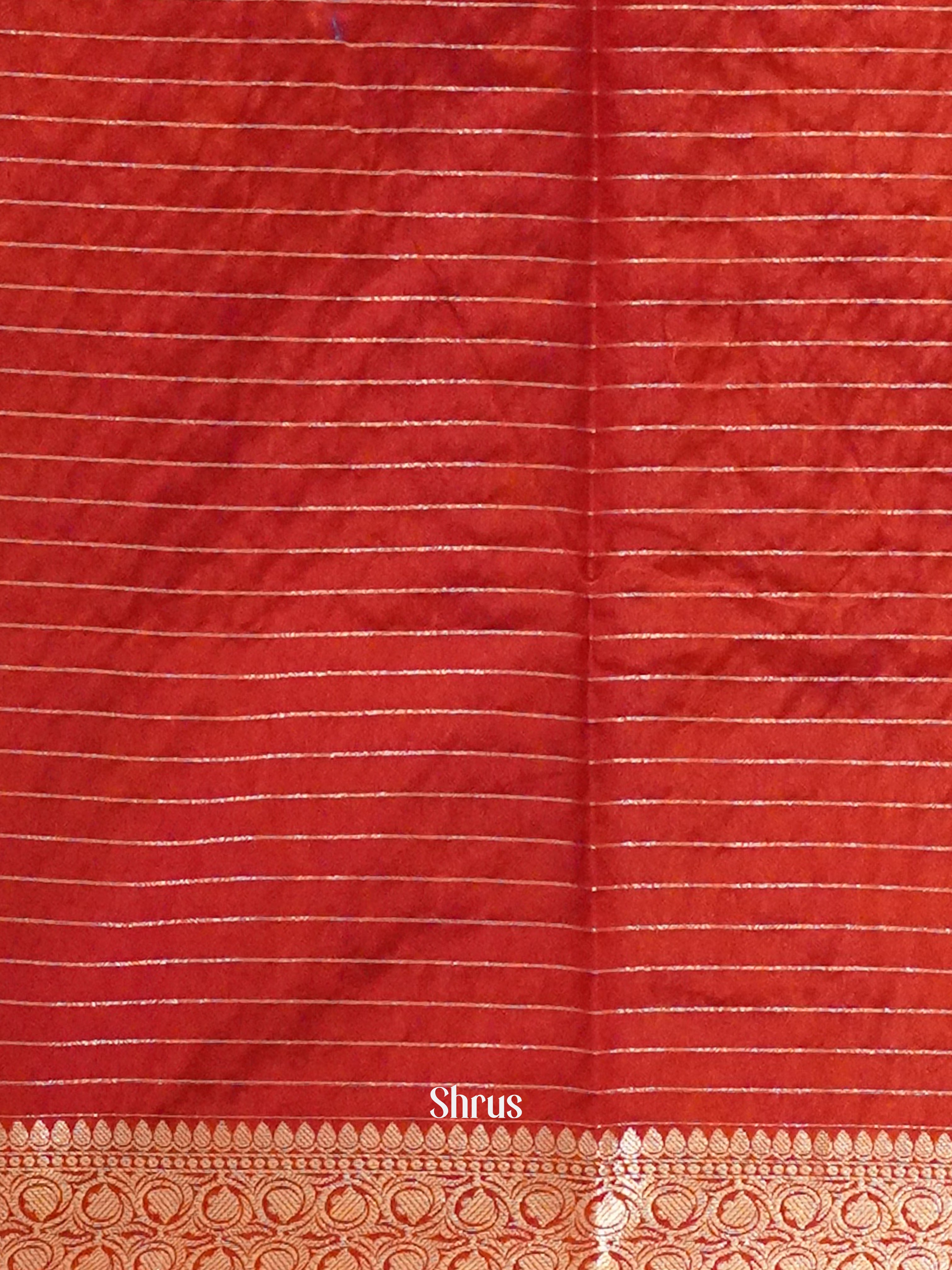 Yellow & Red - Semi dupion Saree - Shop on ShrusEternity.com