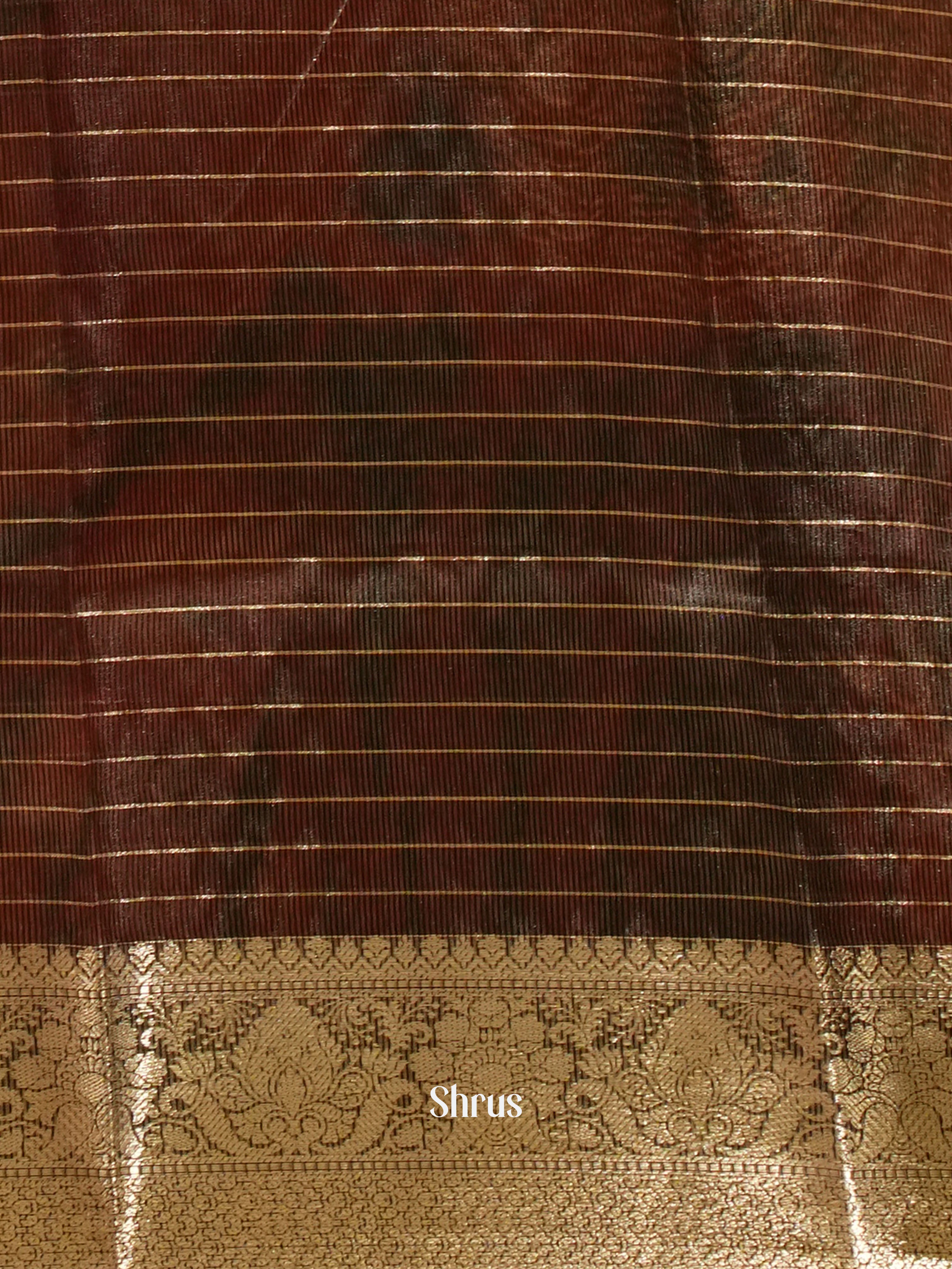 Red & Brown - Semi Dupion Saree - Shop on ShrusEternity.com