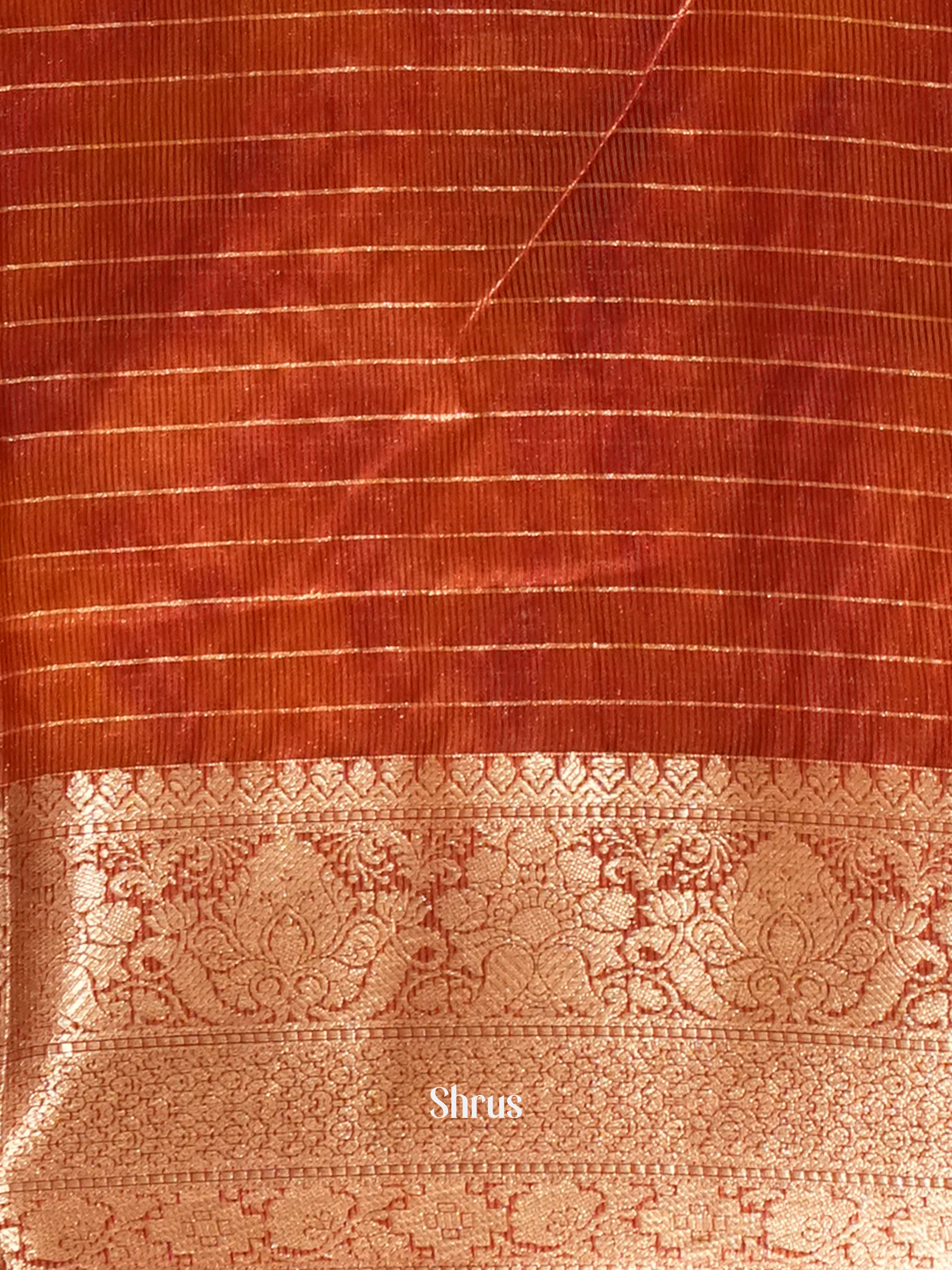 Yellow & Red - Semi Dupion Saree - Shop on ShrusEternity.com