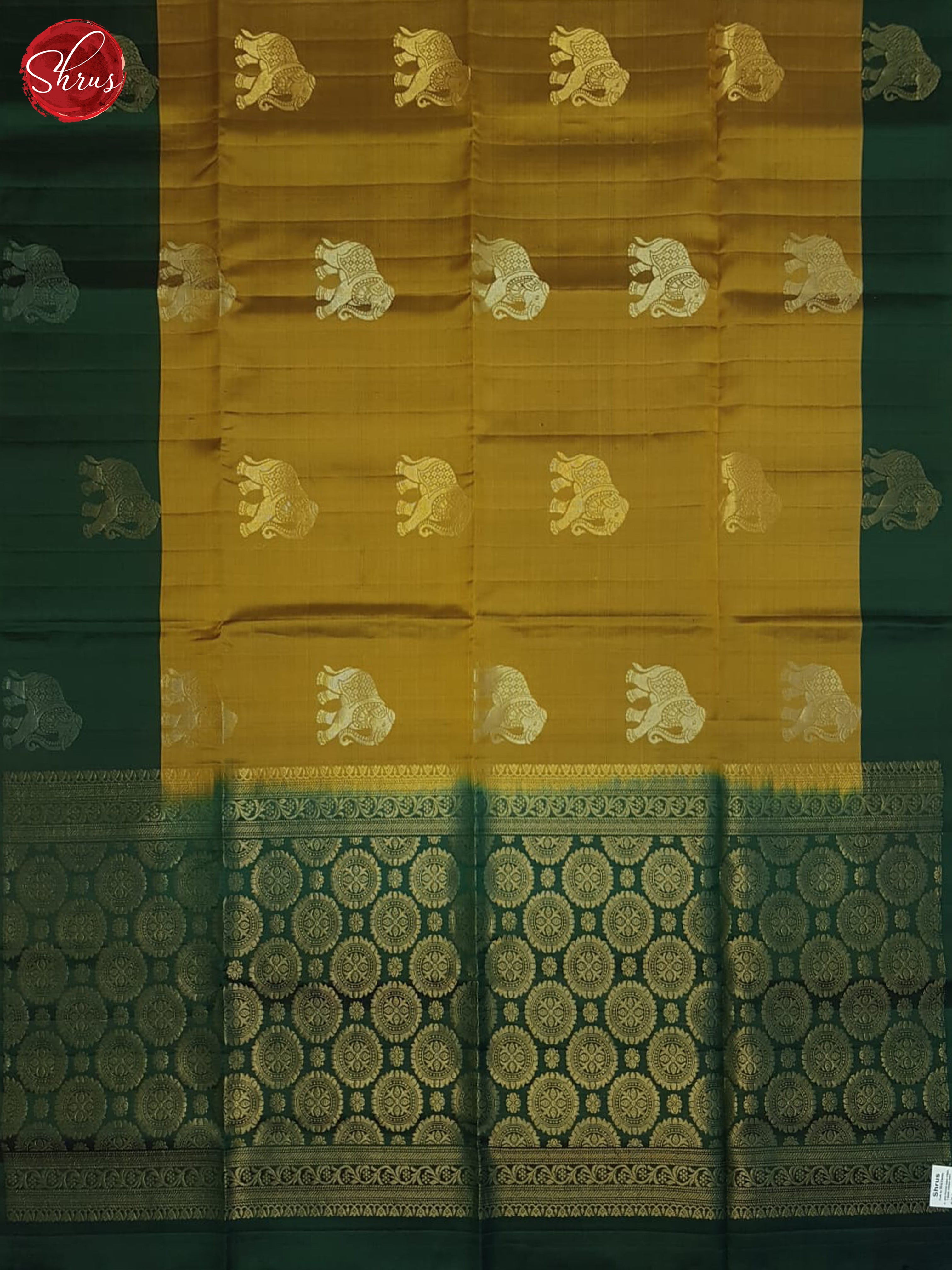 Dull Gold And Green- Soft Silk Saree - Shop on ShrusEternity.com