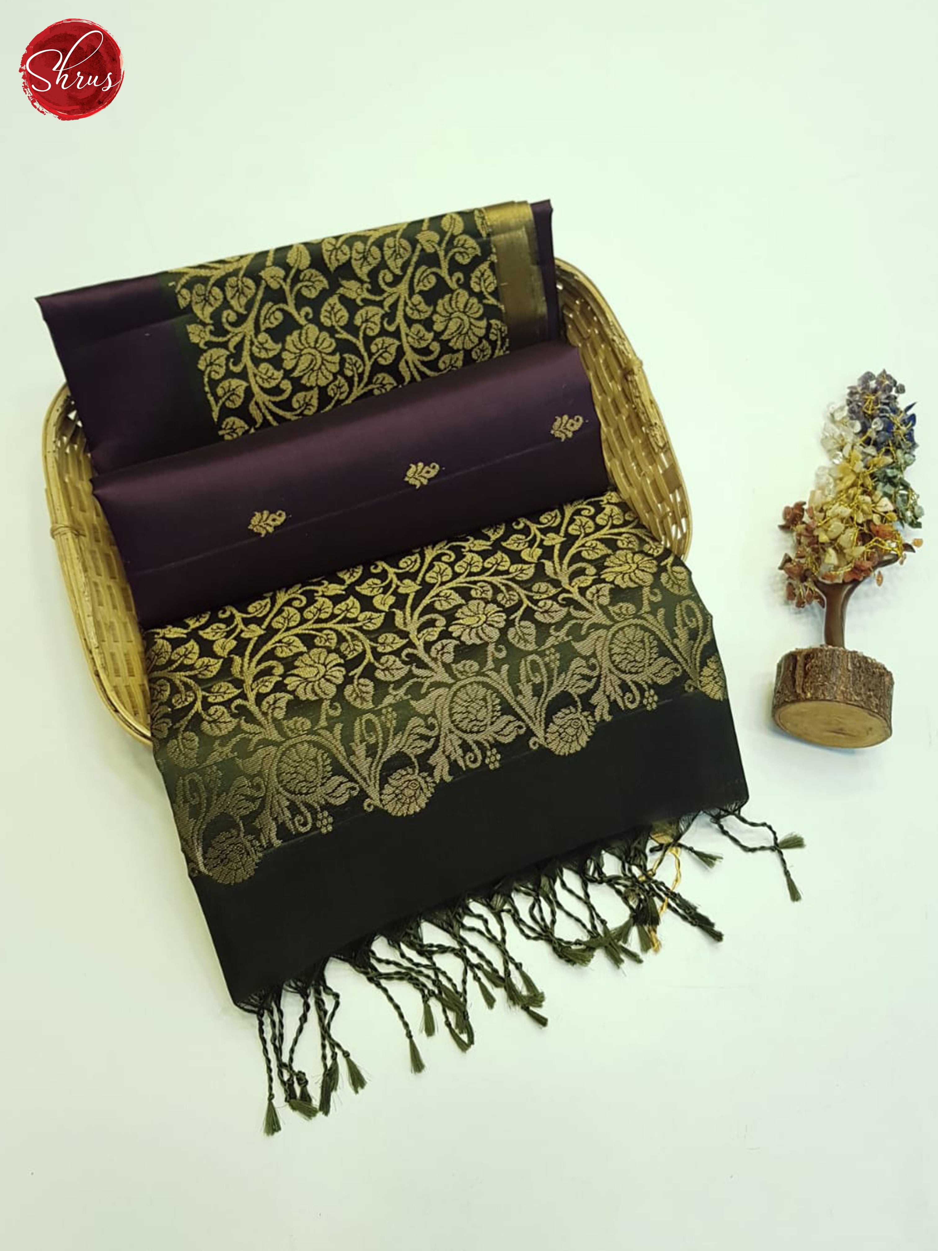Deep Wine And Green- Soft Silk Saree - Shop on ShrusEternity.com