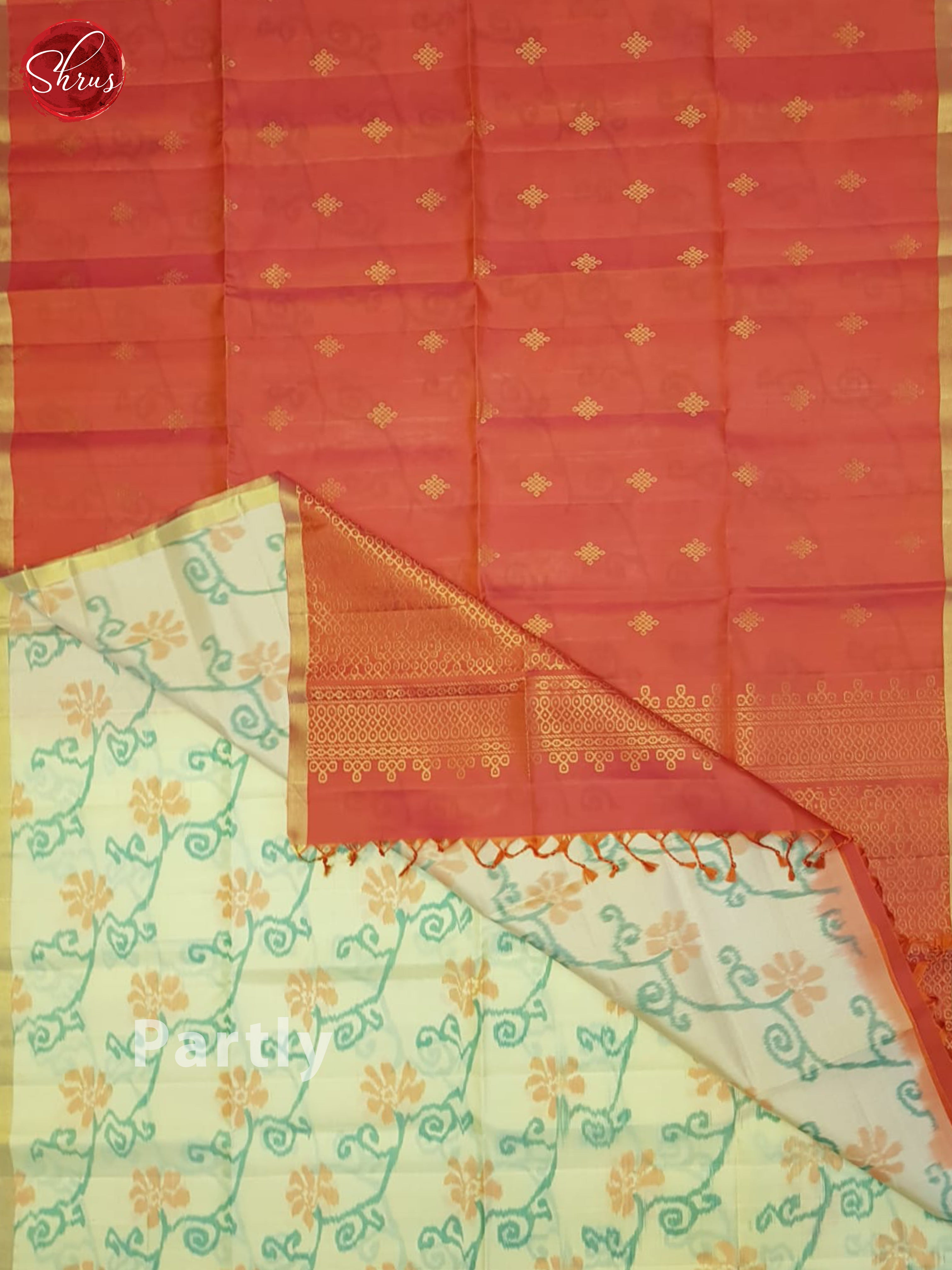 Orangish Pink And Cream- Soft Silk Saree - Shop on ShrusEternity.com
