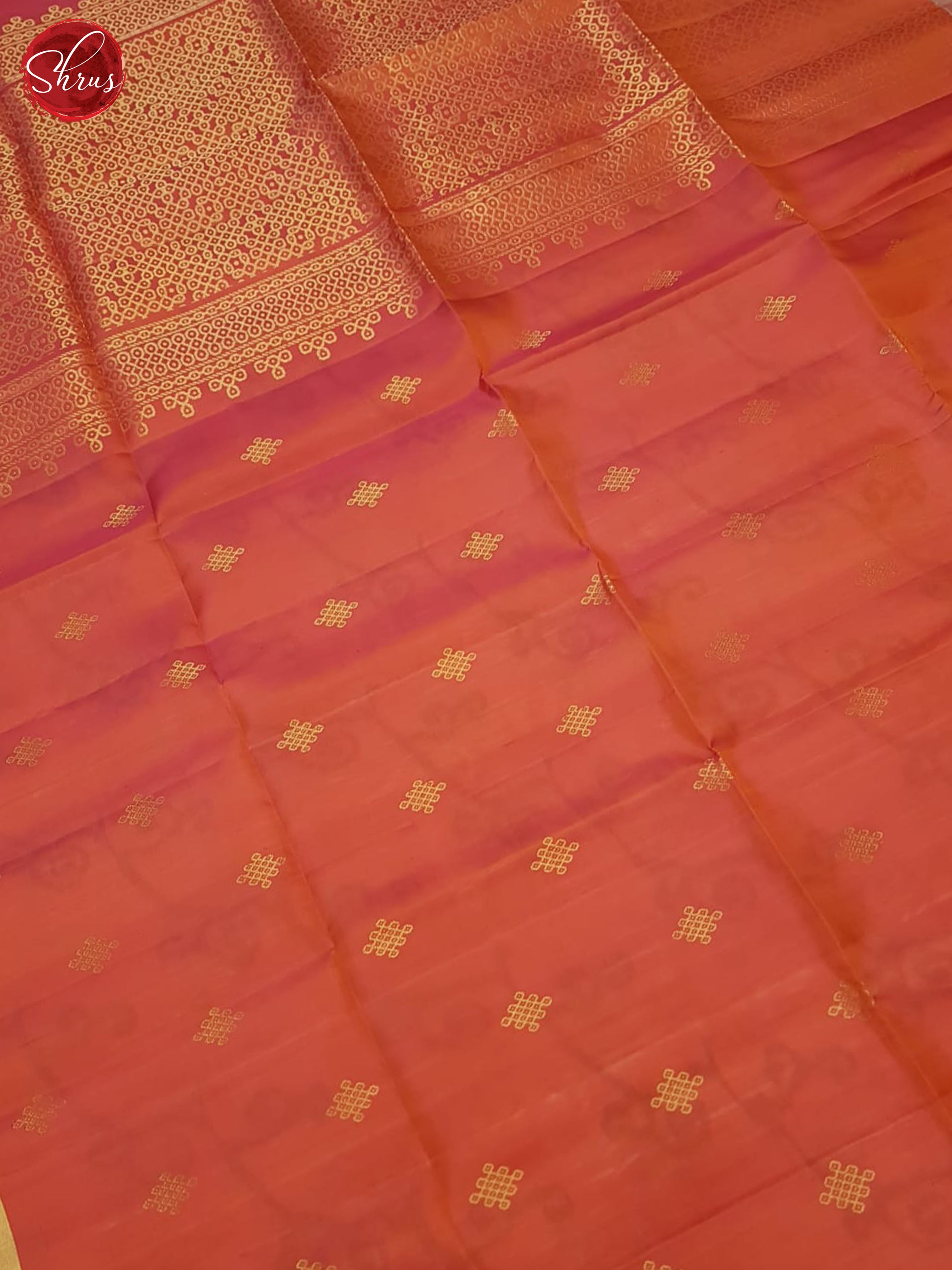 Orangish Pink And Cream- Soft Silk Saree - Shop on ShrusEternity.com