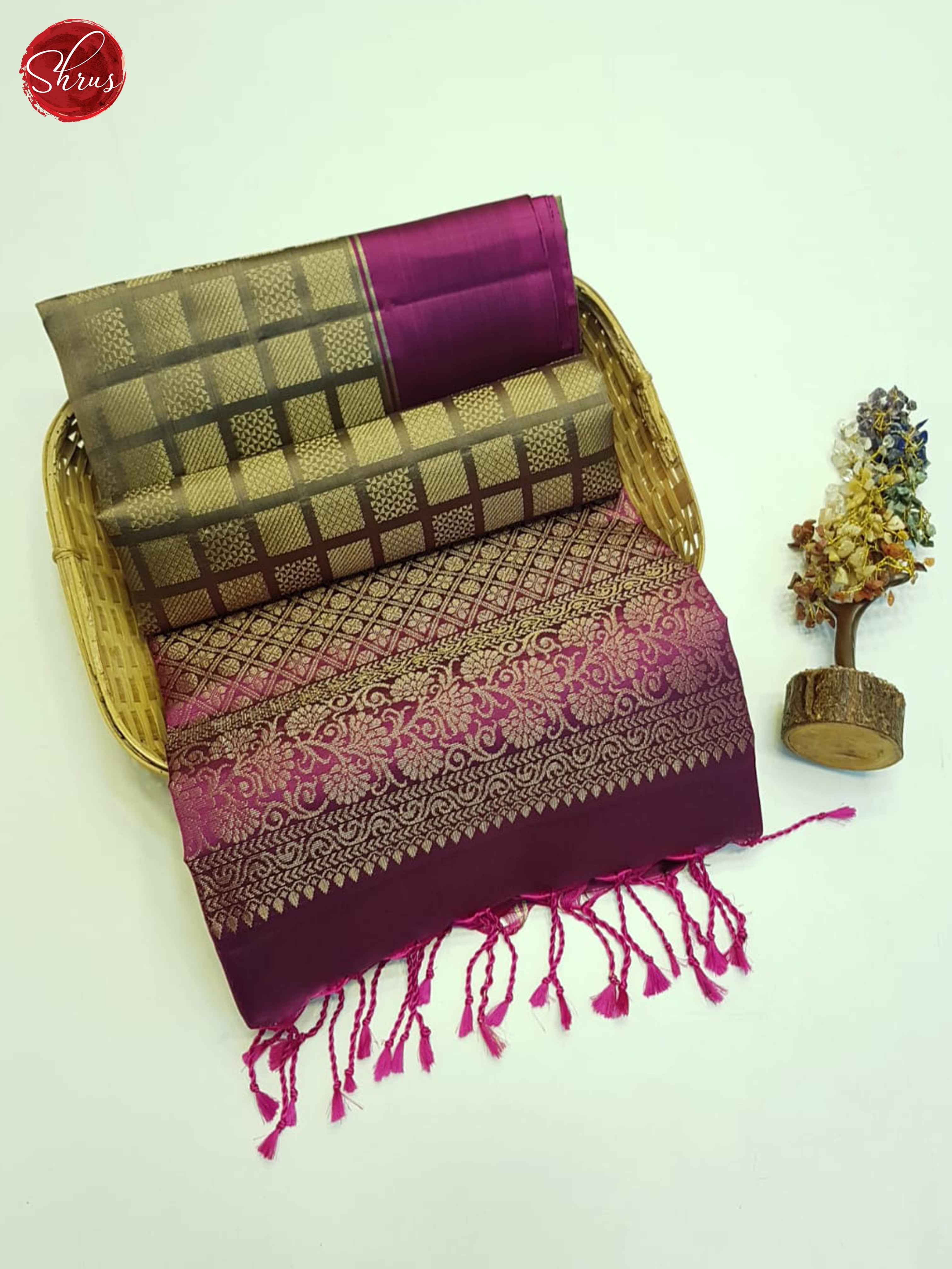 Grey And Purple- Soft Silk Saree - Shop on ShrusEternity.com