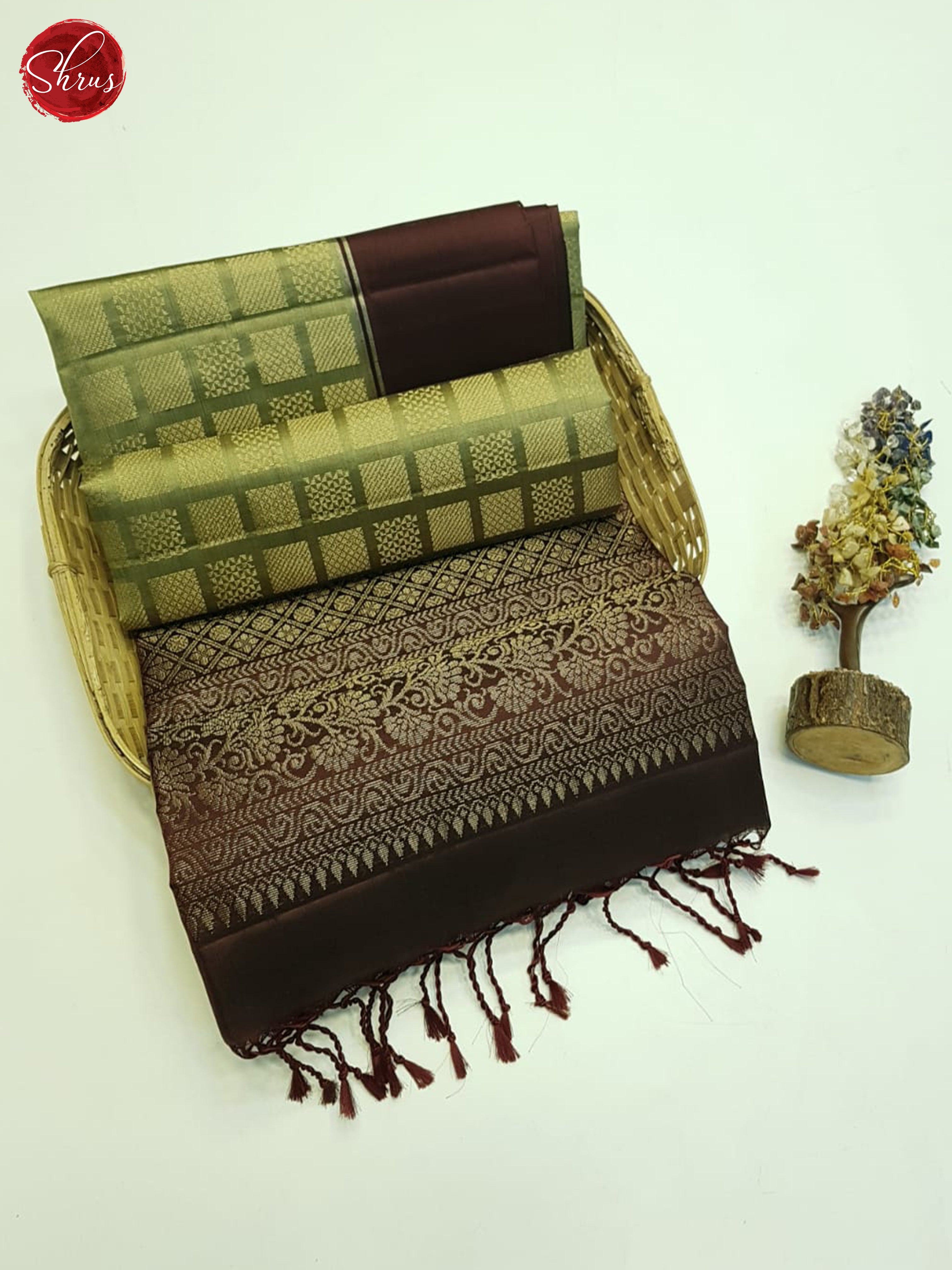 Green And Maroon- Soft Silk Saree - Shop on ShrusEternity.com