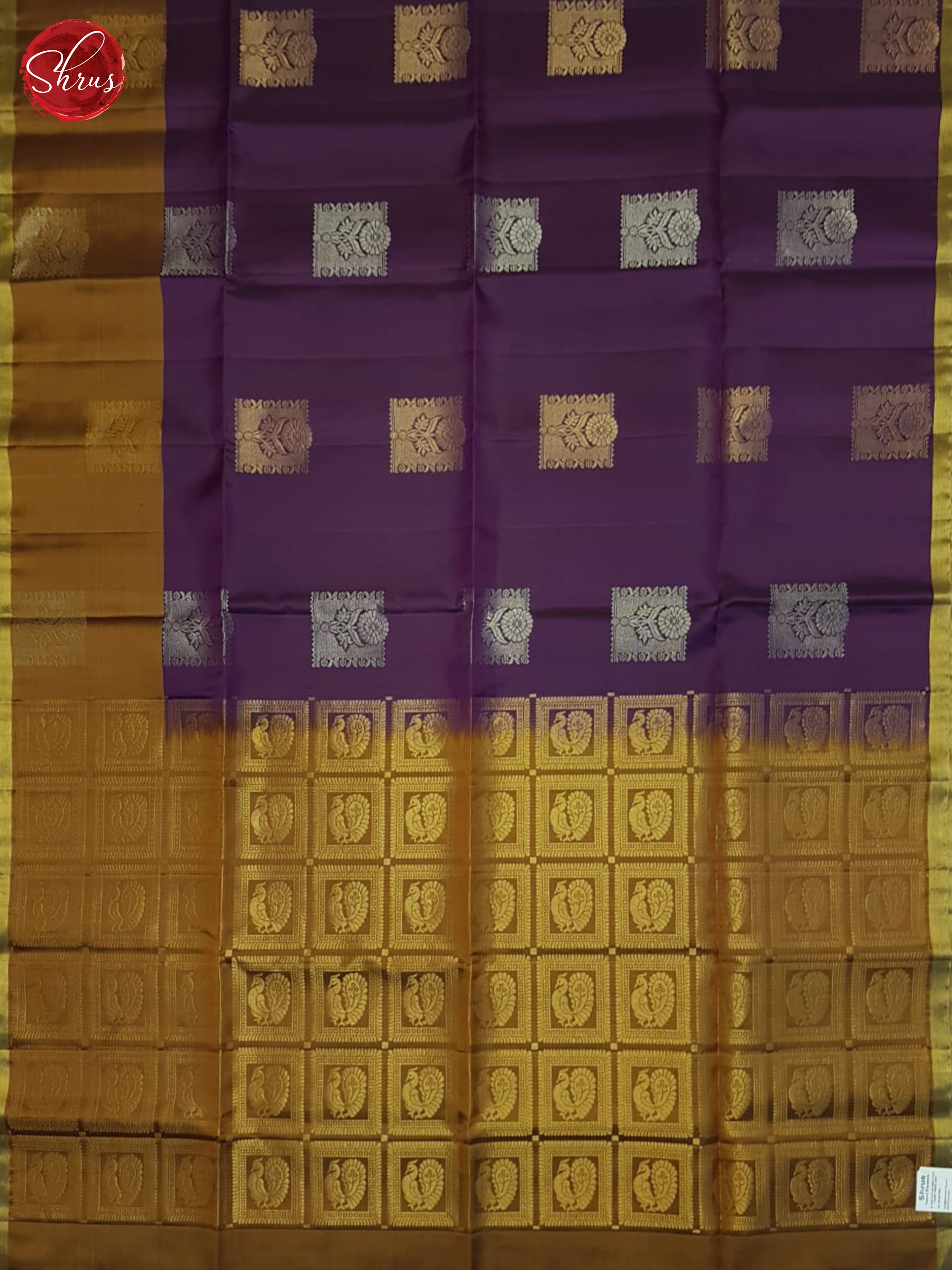 Purple And Golden Mustard- Soft Silk Saree - Shop on ShrusEternity.com