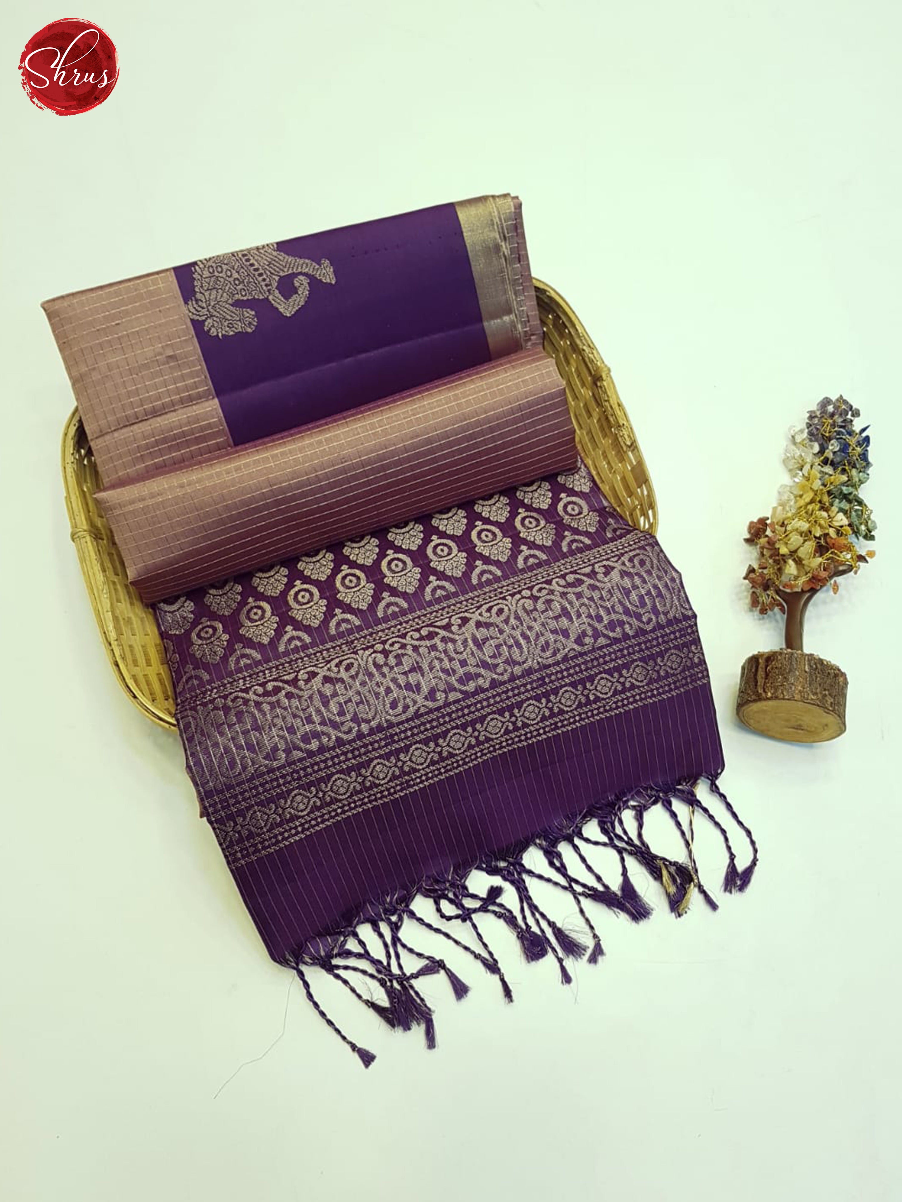 Dusty Onion And Purple- Soft Silk Saree - Shop on ShrusEternity.com