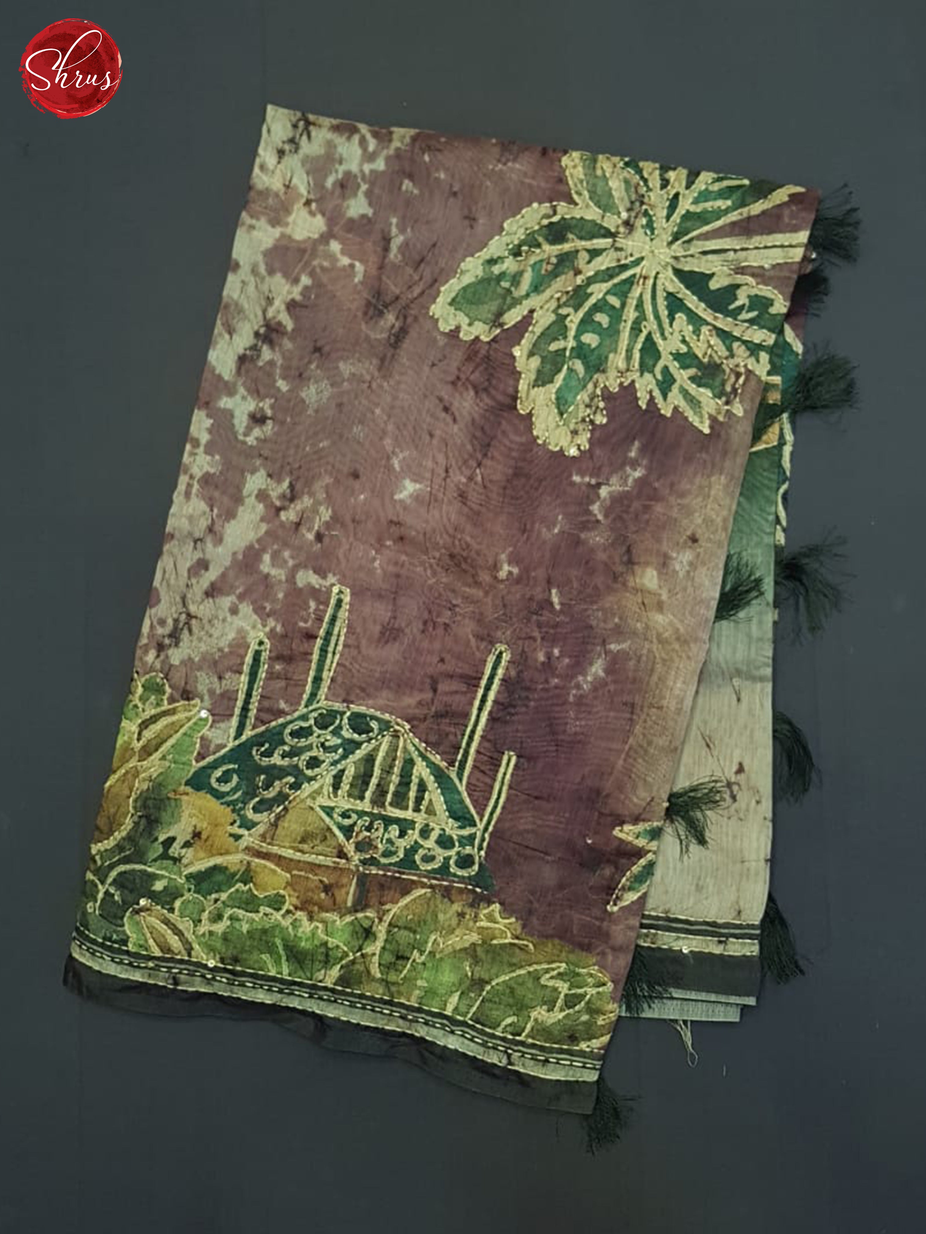 Green And Wine- Semi Kantha Saree - Shop on ShrusEternity.com