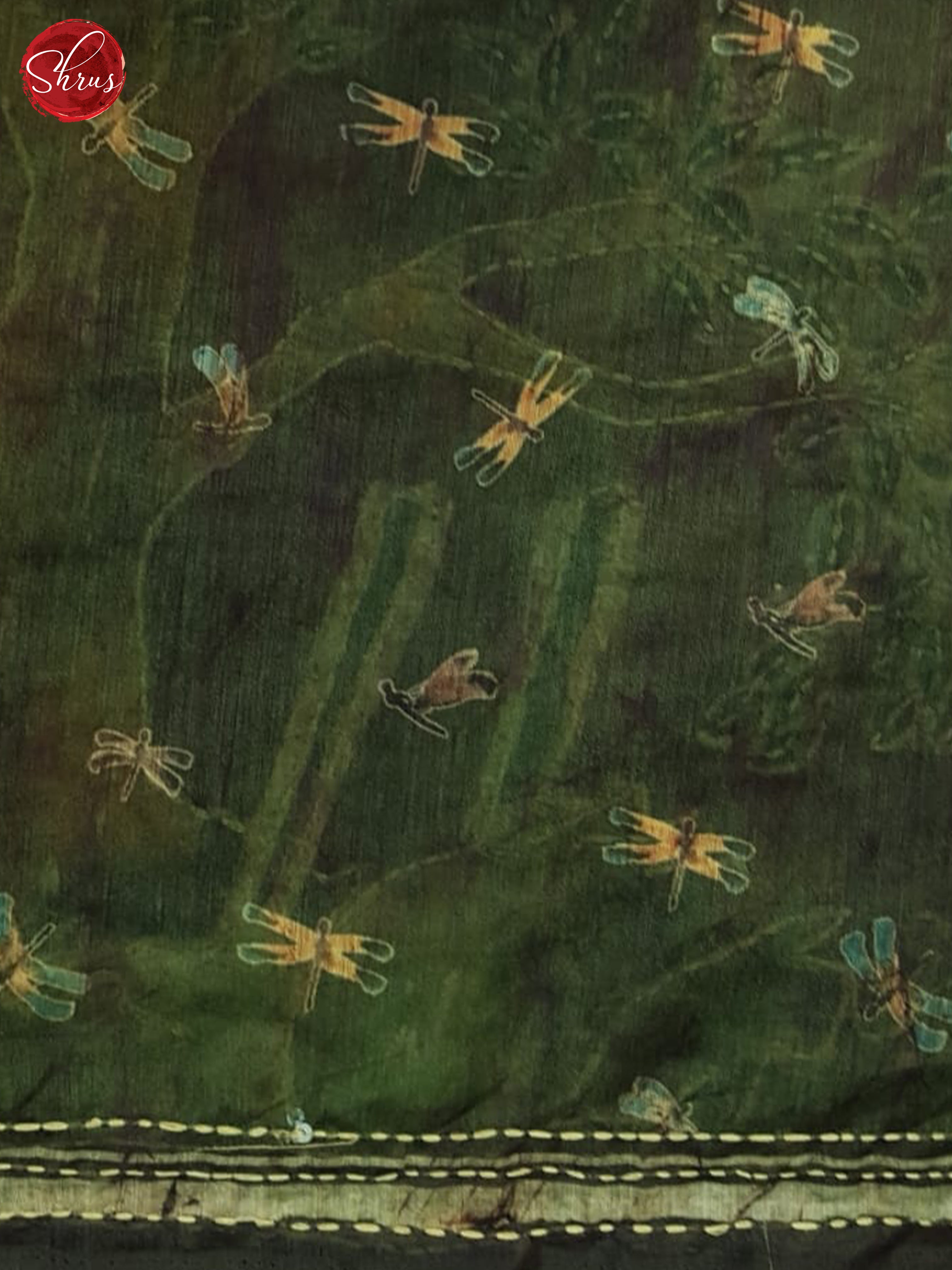 Green And Wine- Semi Kantha Saree - Shop on ShrusEternity.com