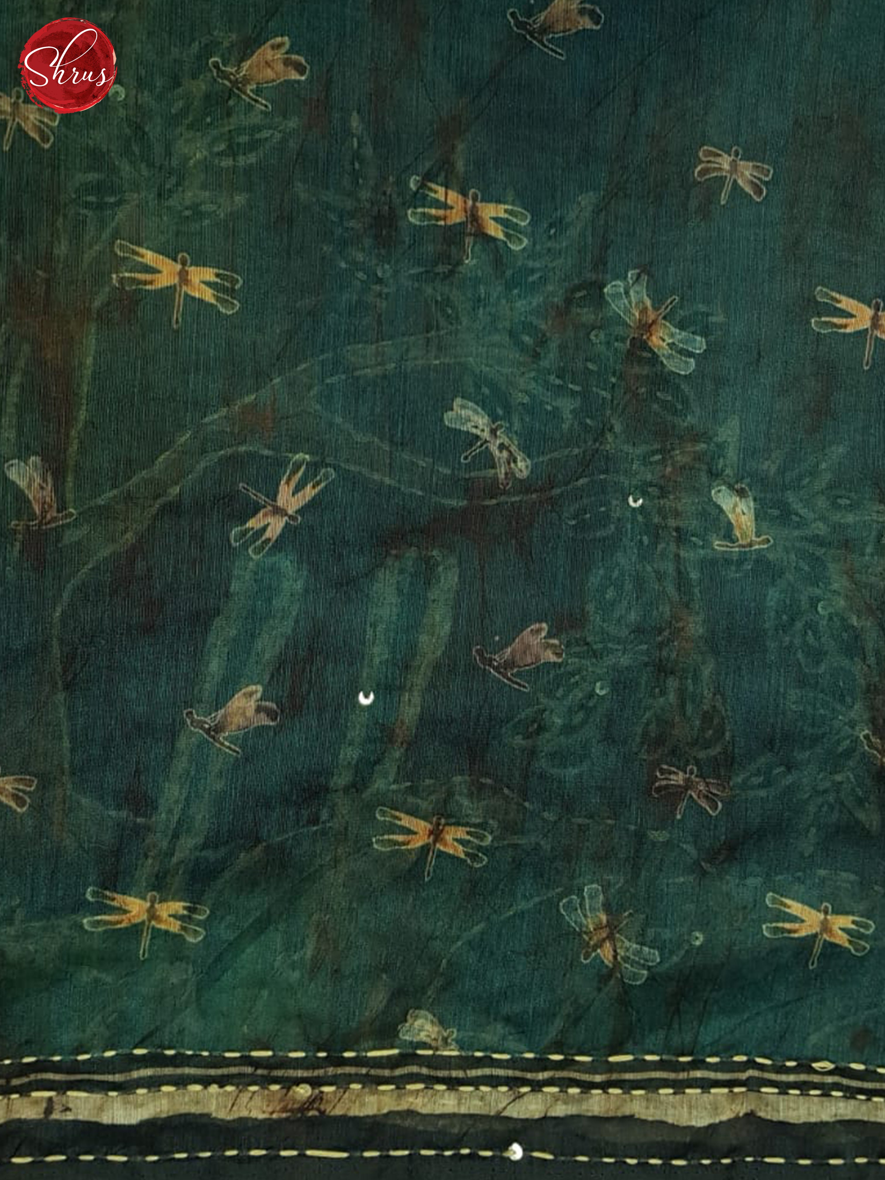 Brown And Aqua Blue- Semi Kantha Saree - Shop on ShrusEternity.com