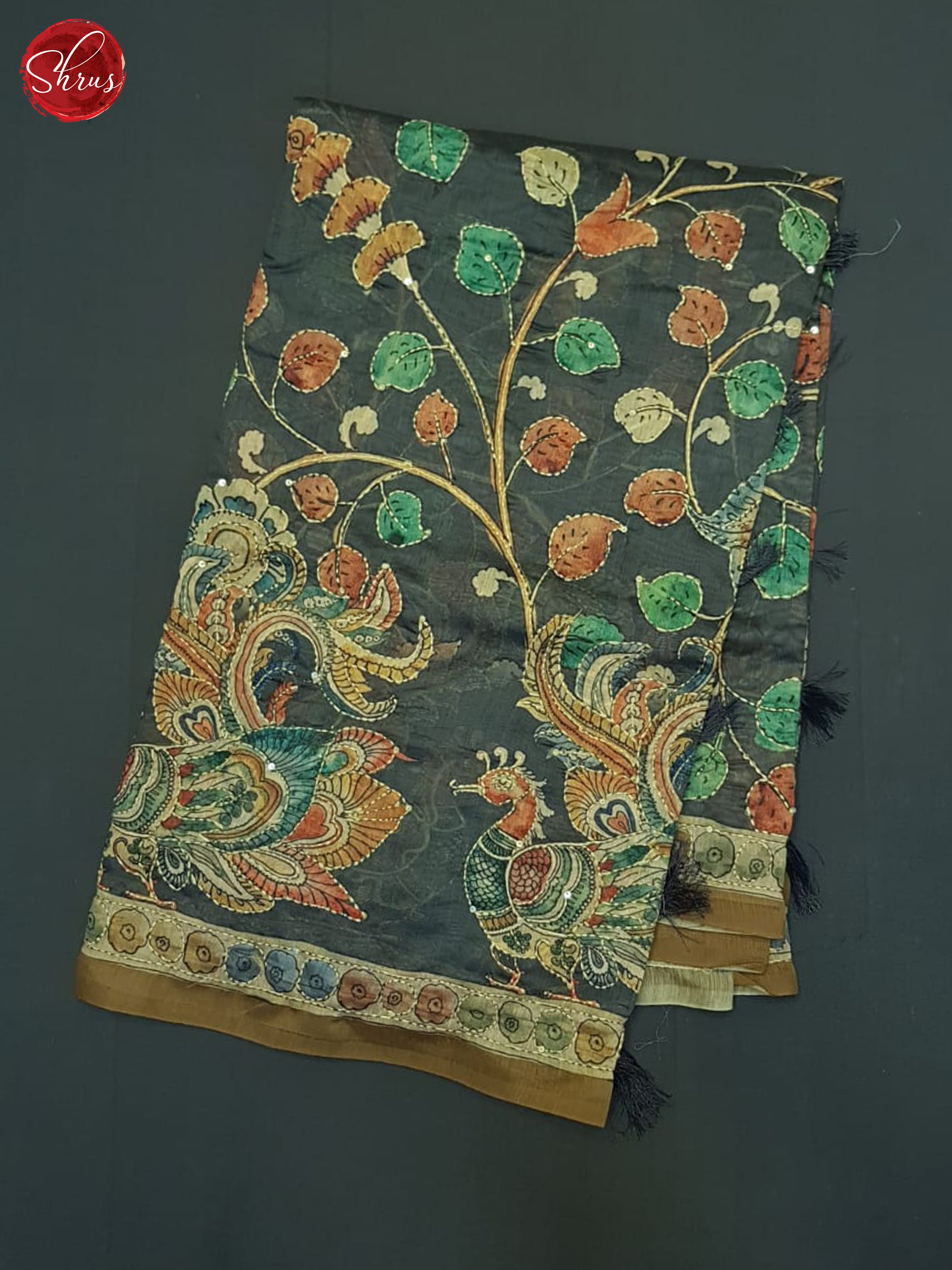 Grey & Brown - Semi Kantha Saree - Shop on ShrusEternity.com