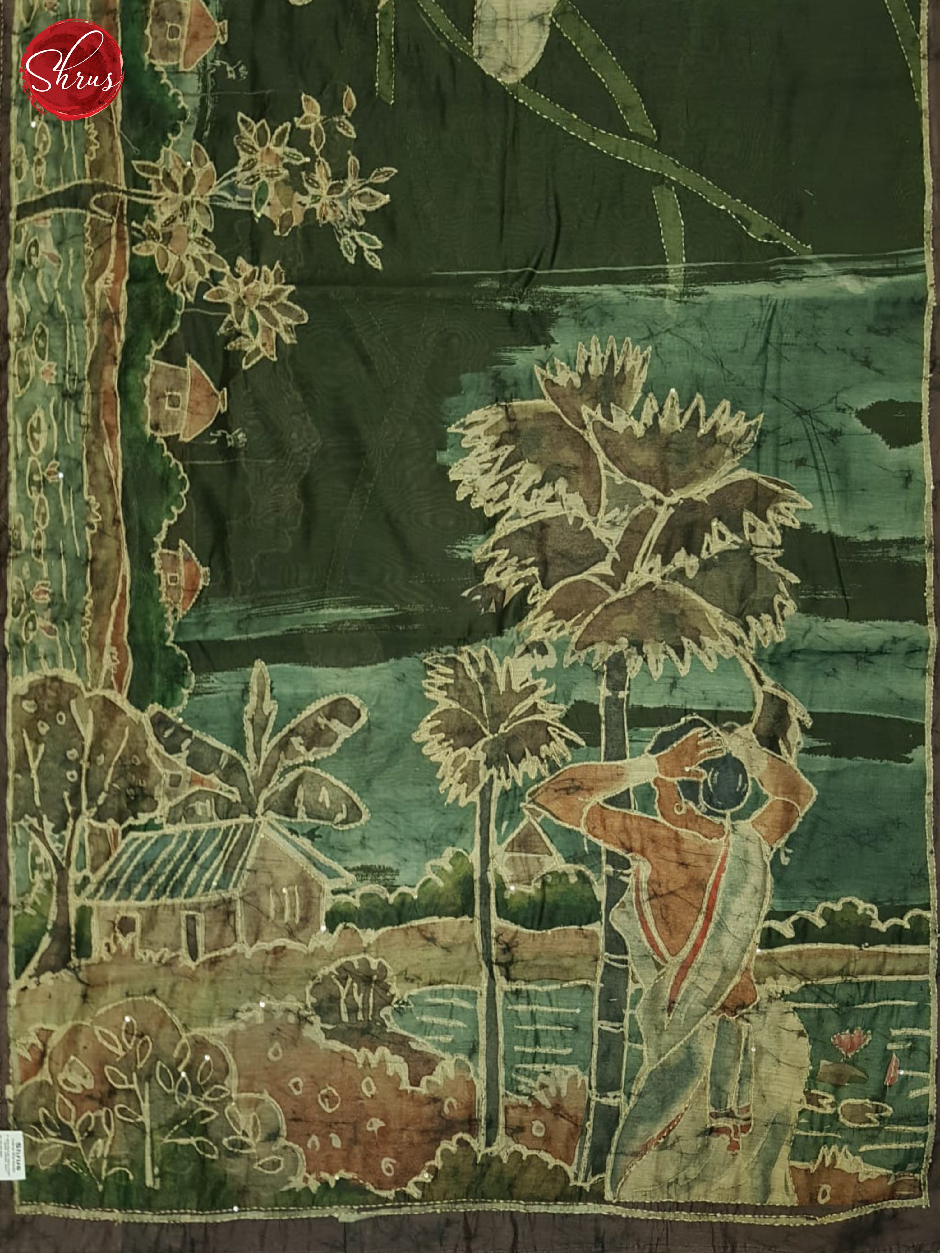 Green - Semi Kantha Saree - Shop on ShrusEternity.com