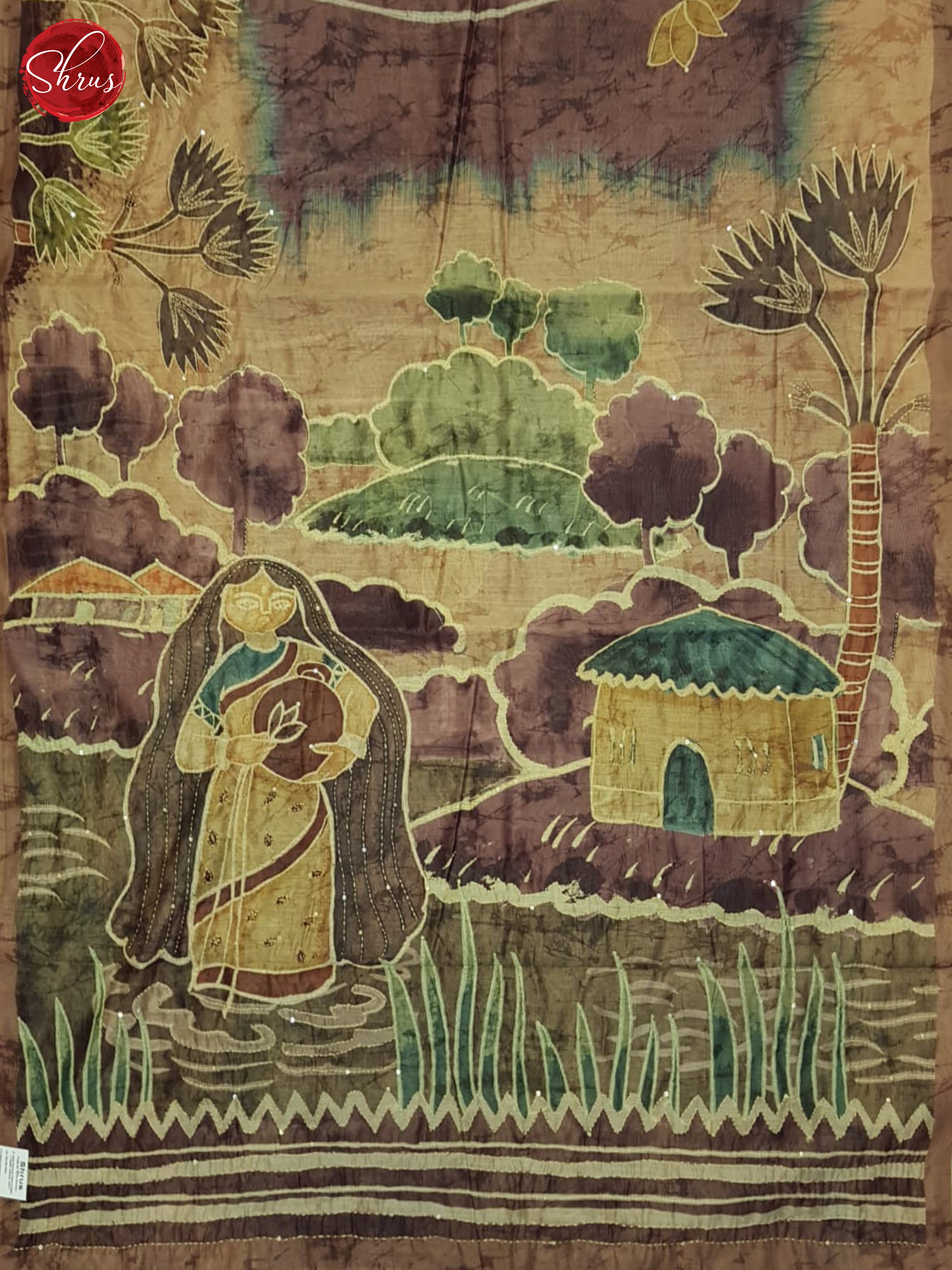 Dusty Wine- Semi Kantha Saree - Shop on ShrusEternity.com