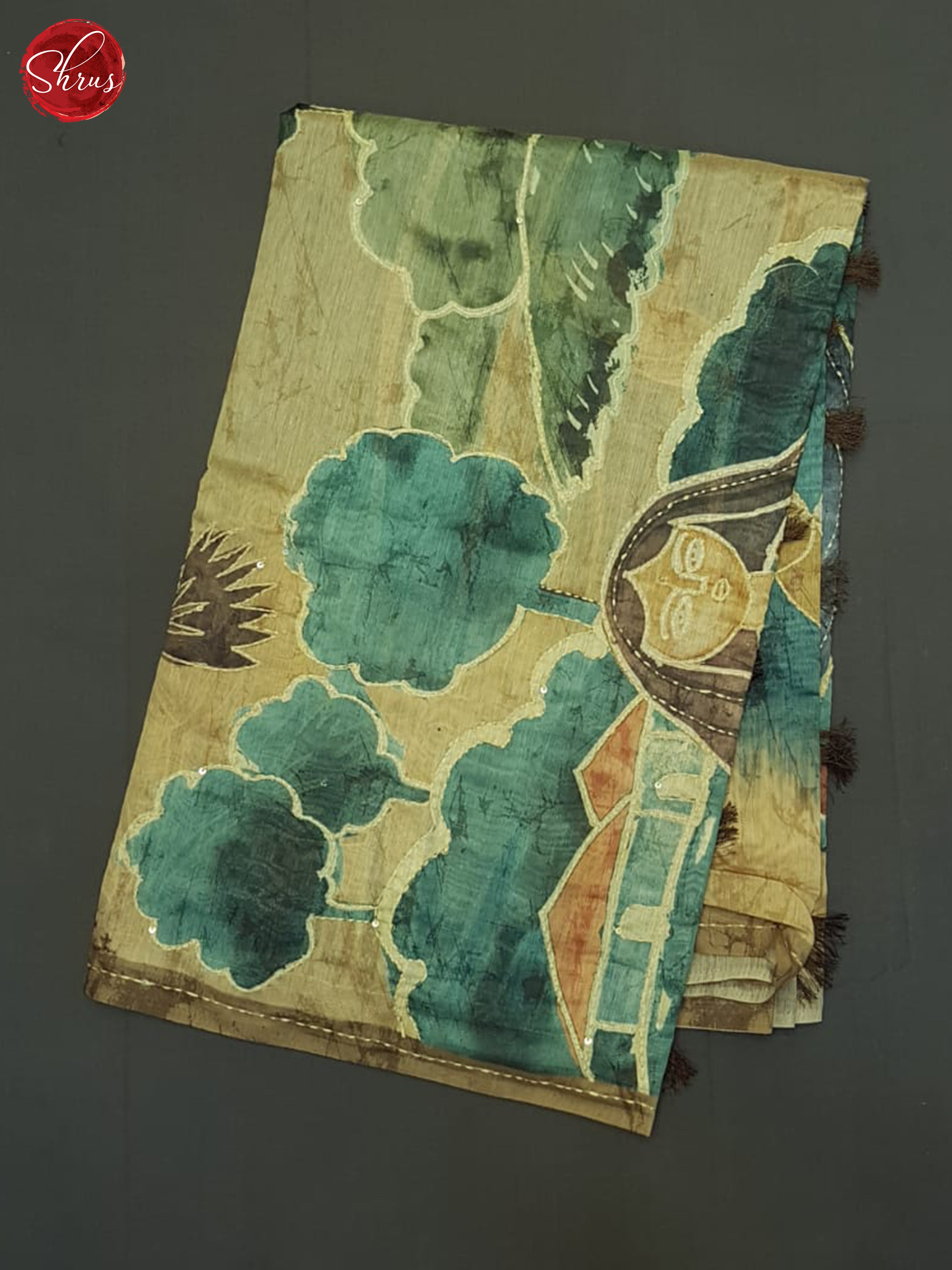 Beige And Aqua Blue - Semi Kantha - Shop on ShrusEternity.com