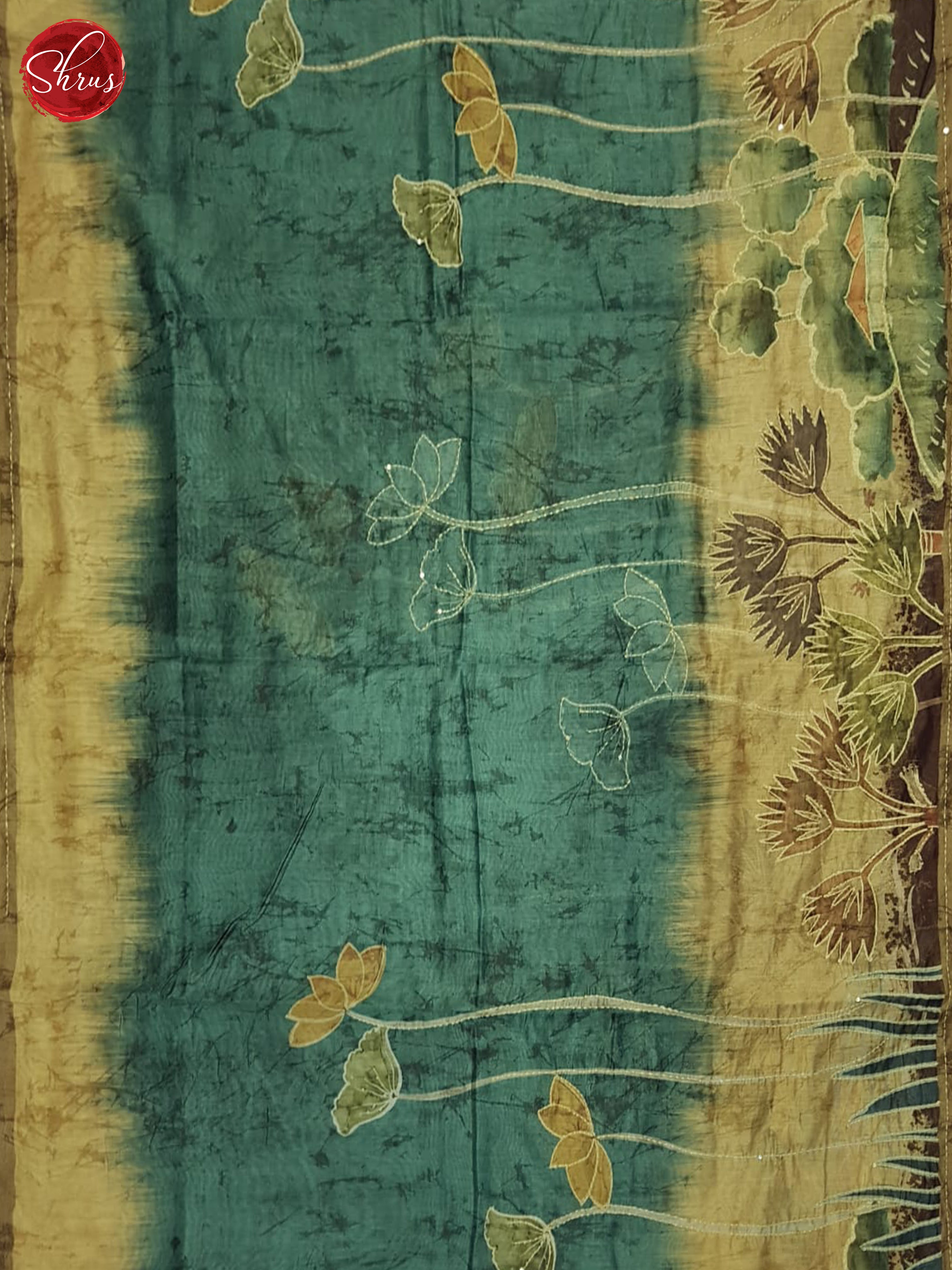 Beige And Aqua Blue - Semi Kantha - Shop on ShrusEternity.com