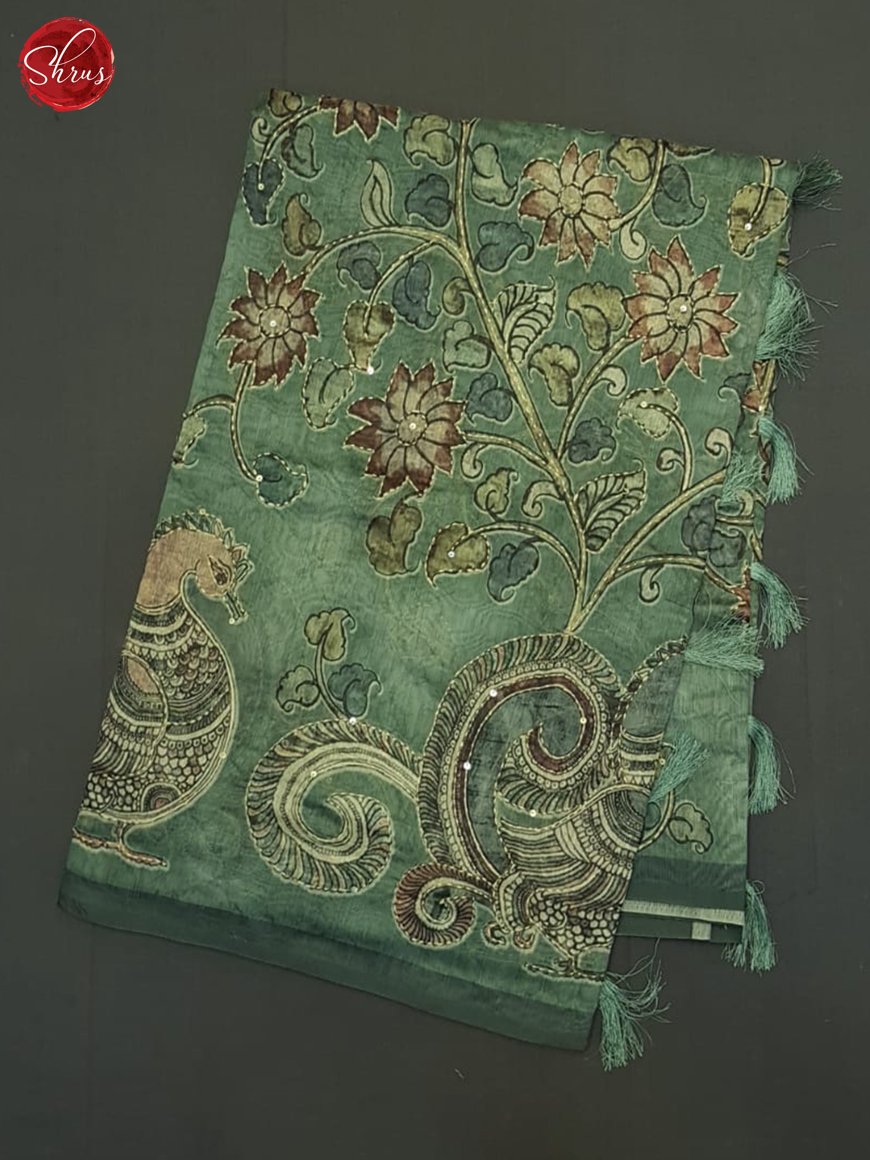 Green - Semi Kantha Saree - Shop on ShrusEternity.com
