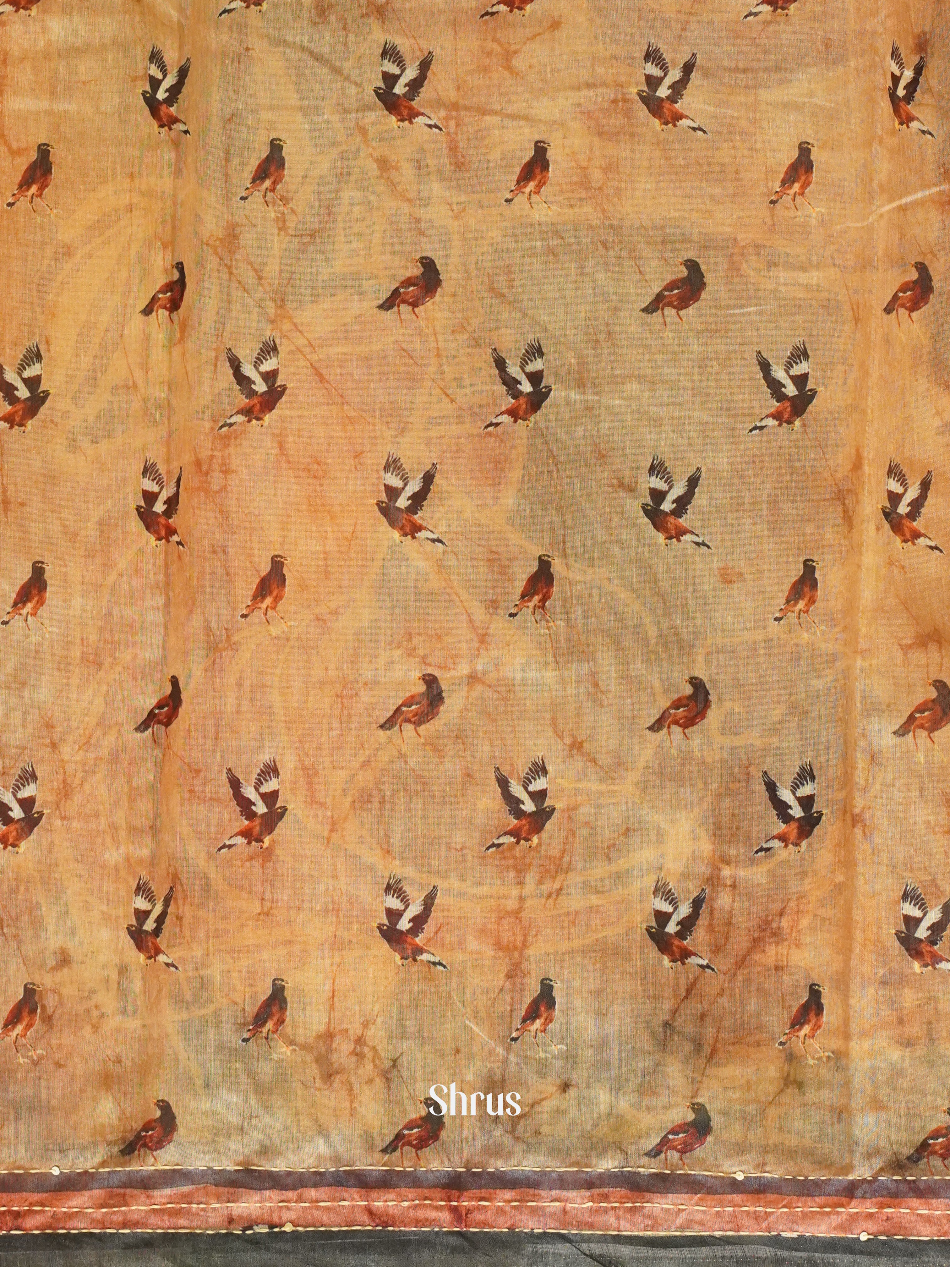 Orange & Black - Semi Kantha Saree - Shop on ShrusEternity.com