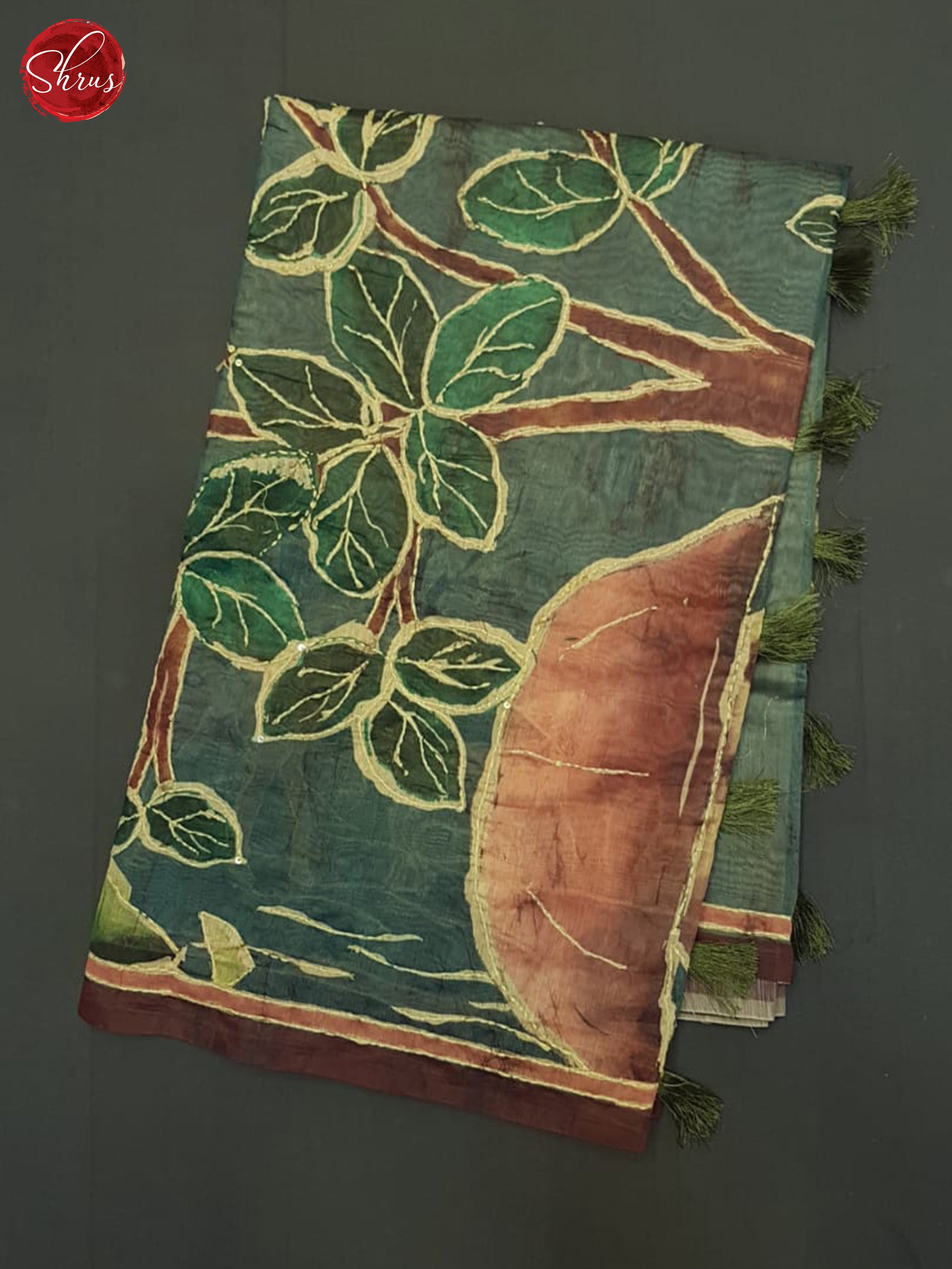 Green And Light Brown - Semi Kantha Saree - Shop on ShrusEternity.com