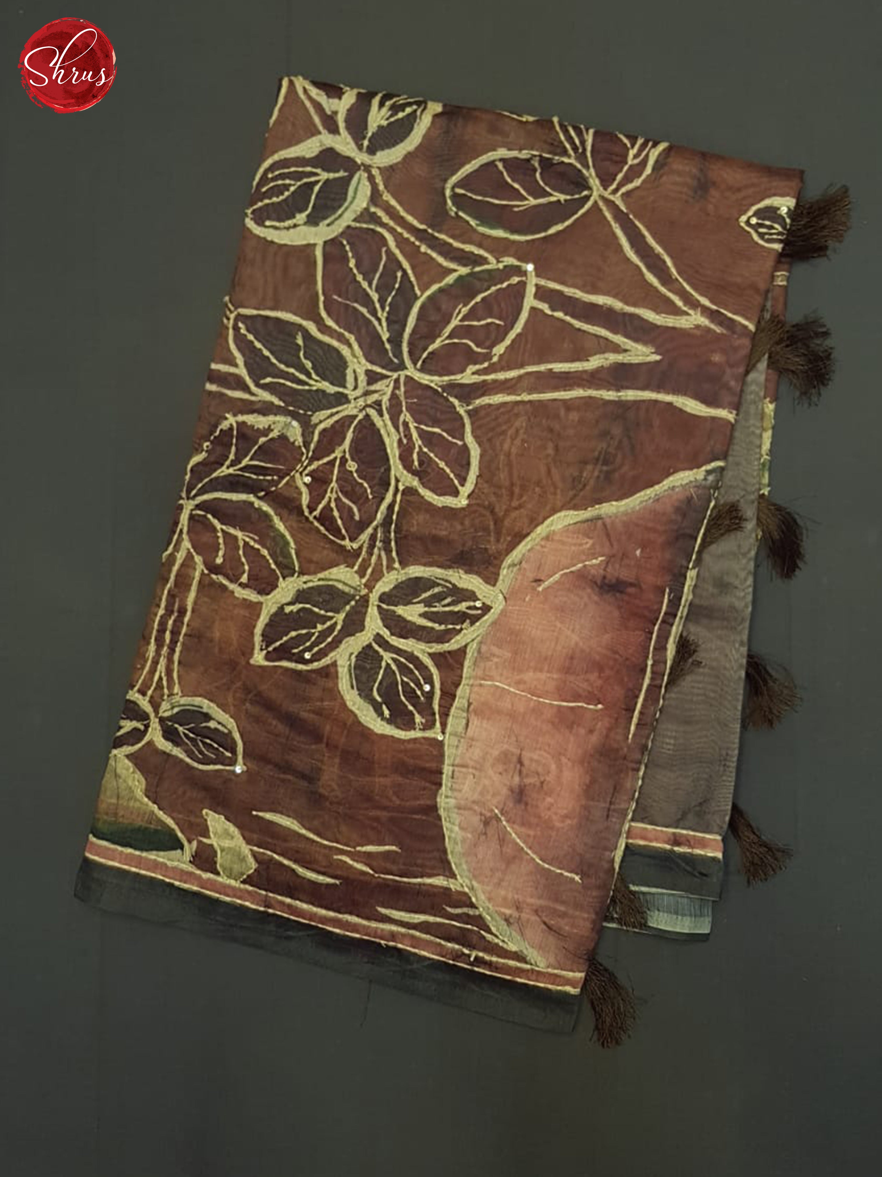 Brown And Grey- semi Kantha Saree - Shop on ShrusEternity.com