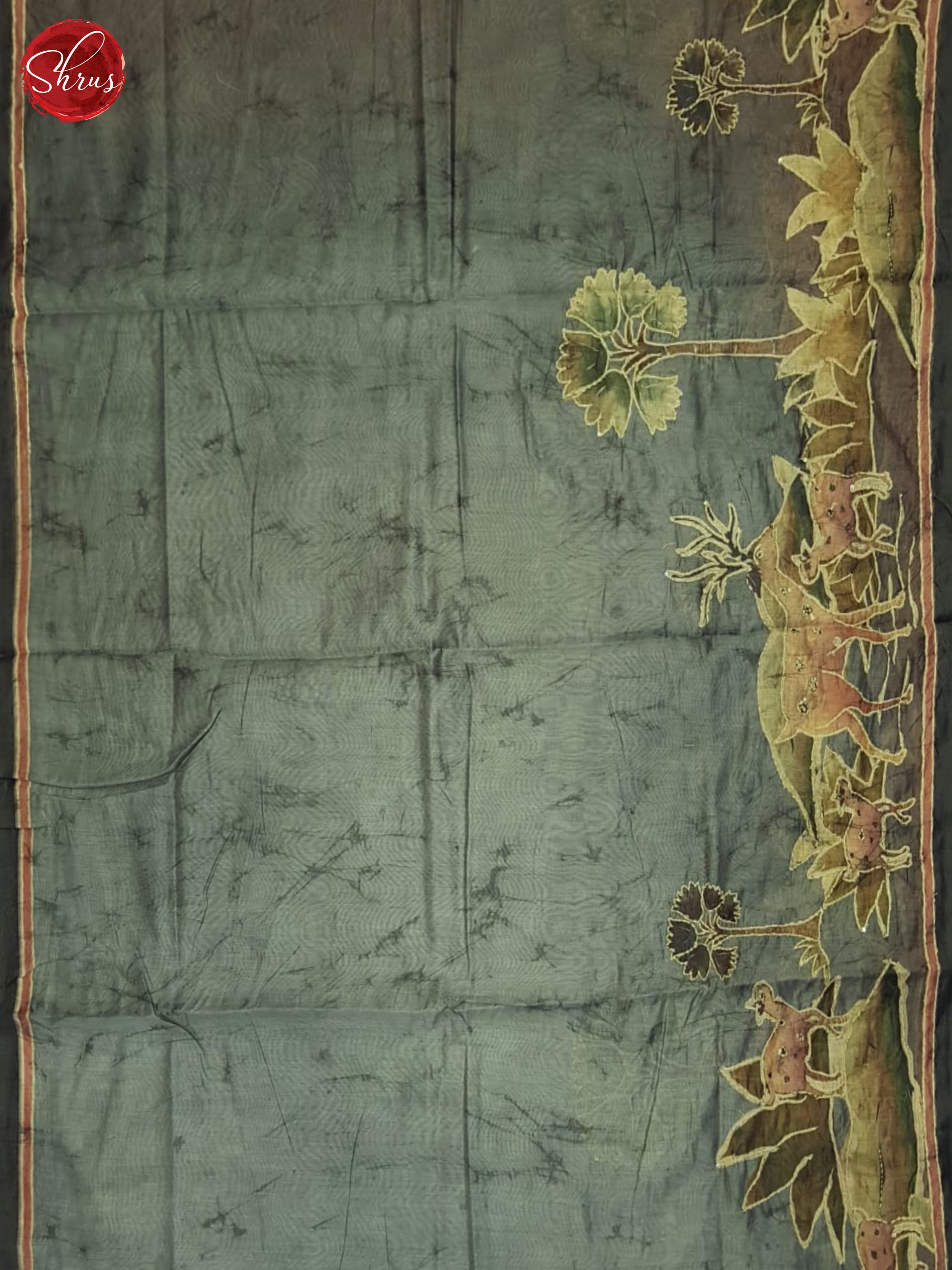 Brown And Grey- semi Kantha Saree - Shop on ShrusEternity.com