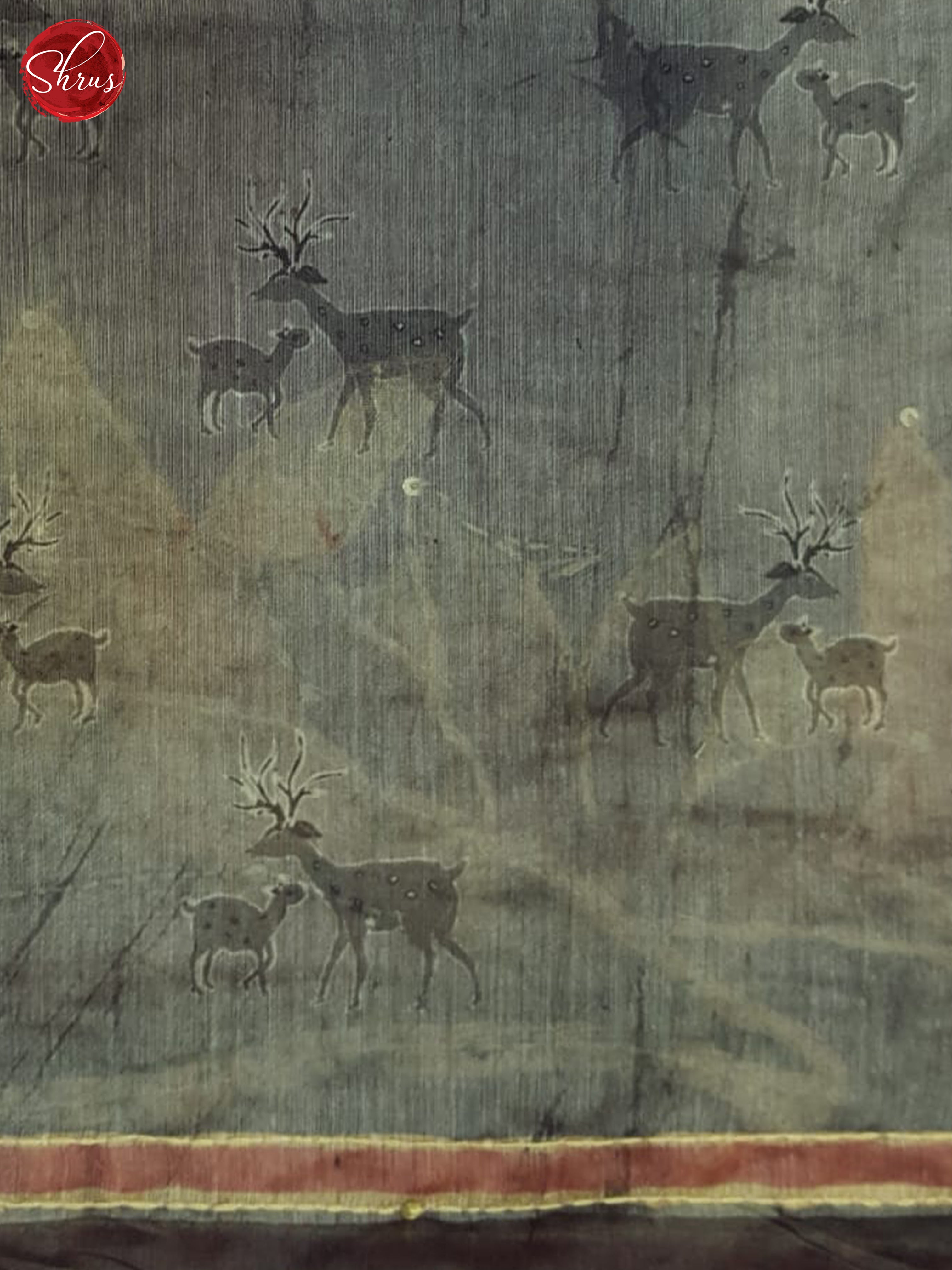 Brown And Grey- semi Kantha Saree - Shop on ShrusEternity.com