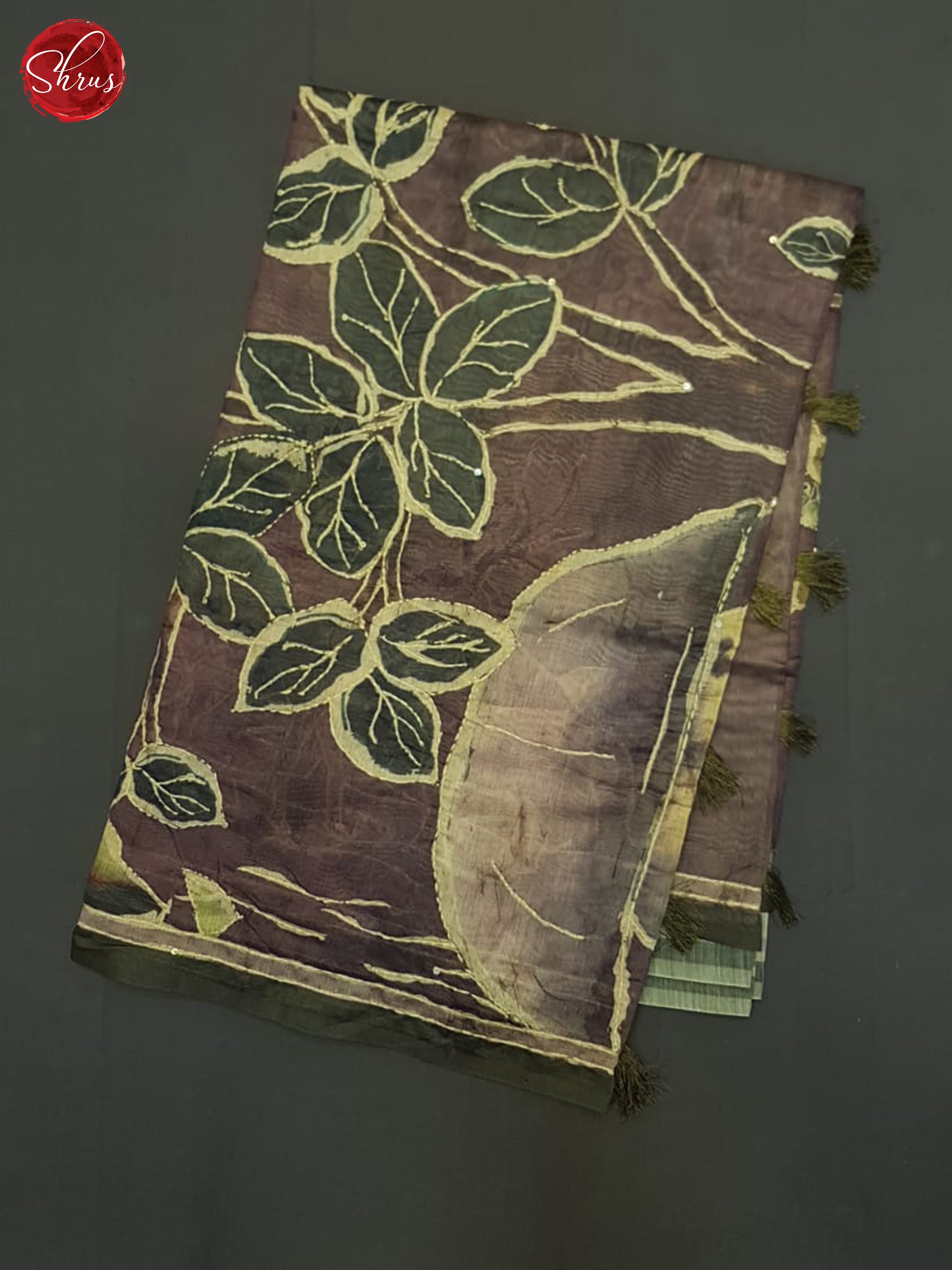 Dusty Wine And Green- Semi Kantha Saree - Shop on ShrusEternity.com