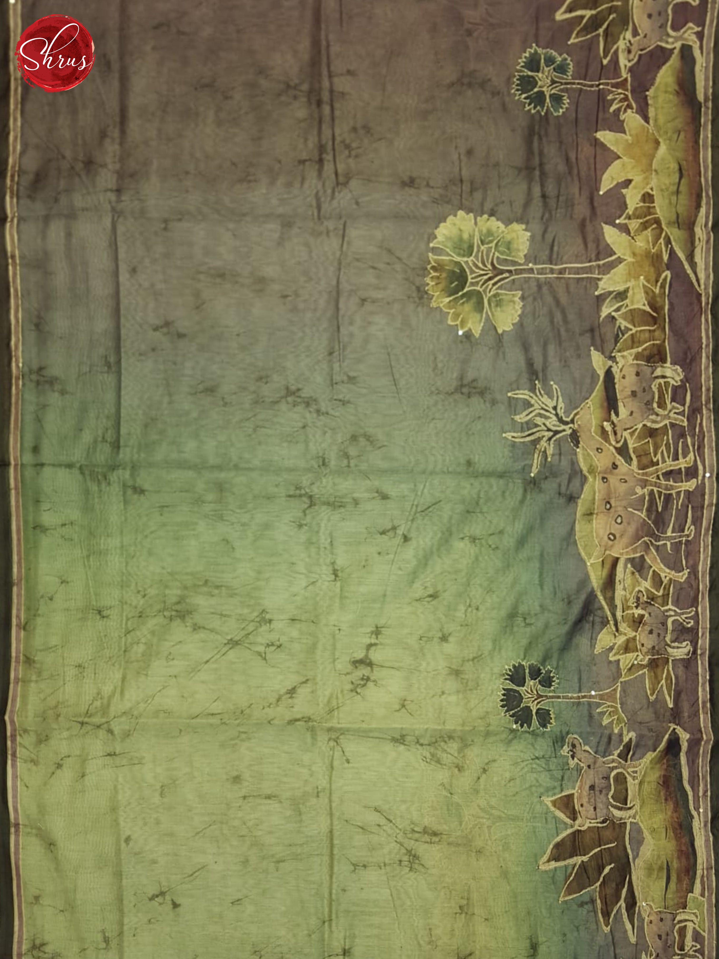 Dusty Wine And Green- Semi Kantha Saree - Shop on ShrusEternity.com