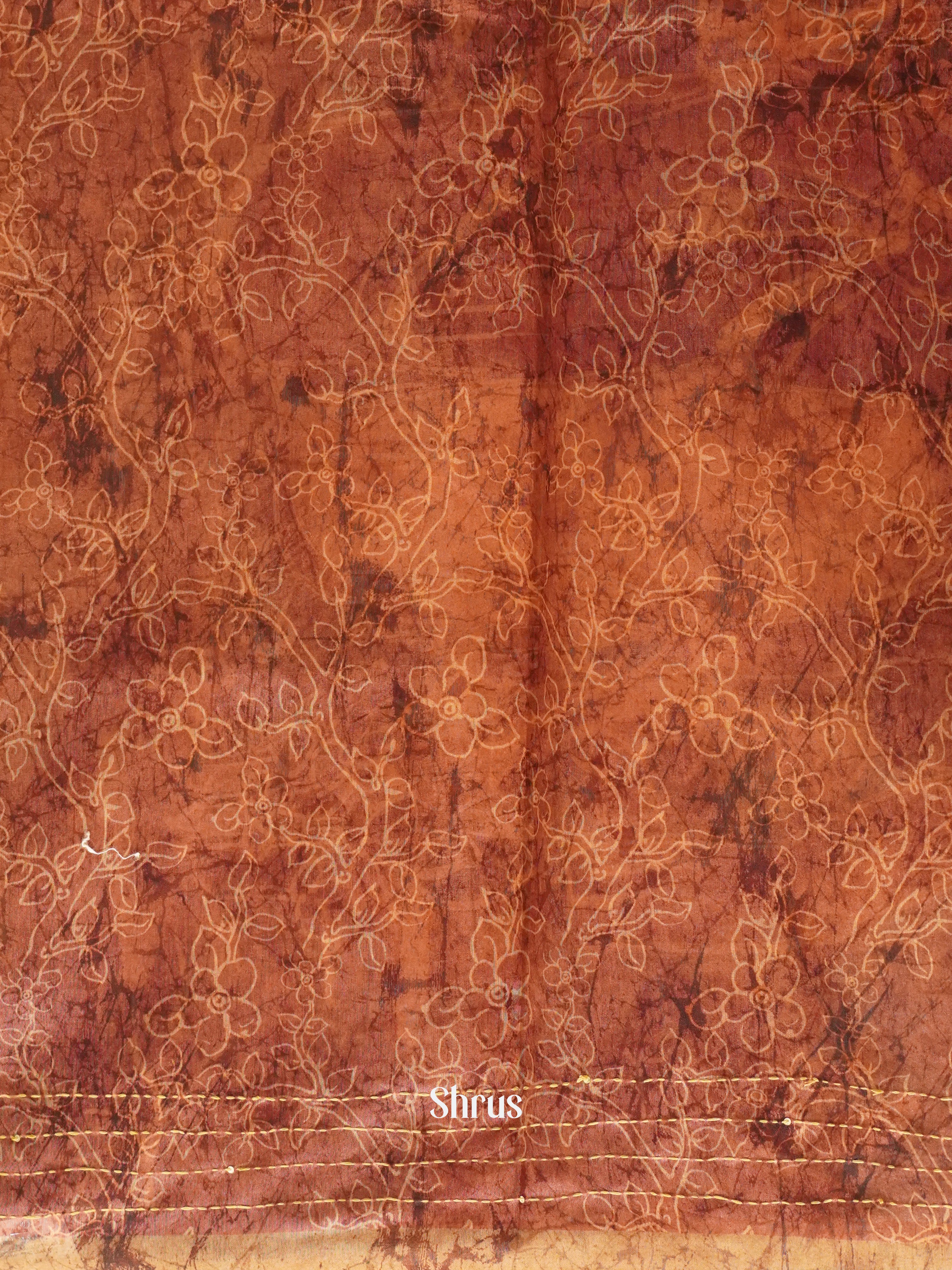 Brown & Peach - Semi Kantha Saree - Shop on ShrusEternity.com